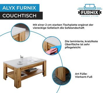 Furnix Couchtisch ALYX für Wohnzimmer Sofatisch mit zusätzlicher Ablage, B100 x T52 x H45 cm