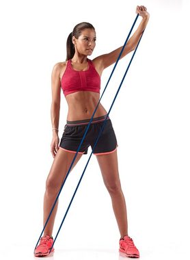 L.A. Sports Fitnessband Fitnessbänder 2er Set Widerstandsband und Klimmzugband aus Latex 208cm Schlaufe, Stärken blau - leicht und schwarz - stark