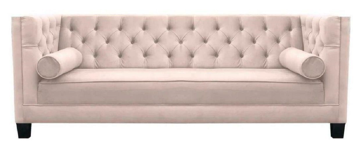 JVmoebel Europe Rosa Polster Design Sofa in Chesterfield Sofa Couchen Sofas Dreisitzer, Made