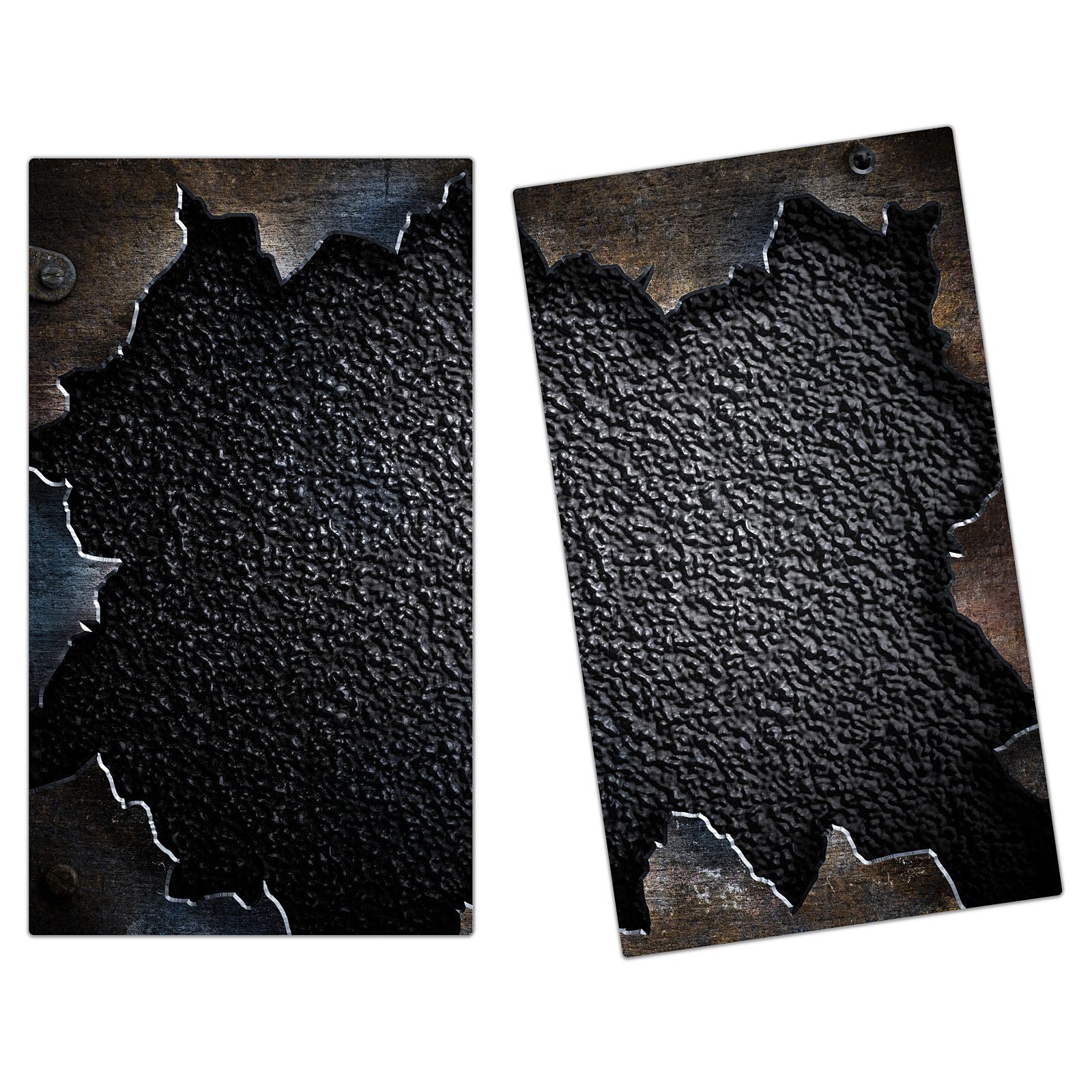 Primedeco Herd-Abdeckplatte Herdabdeckplatte Spritzschutz aus Glas Rostiges Metall, Glas, (2 tlg) | Herdabdeckplatten
