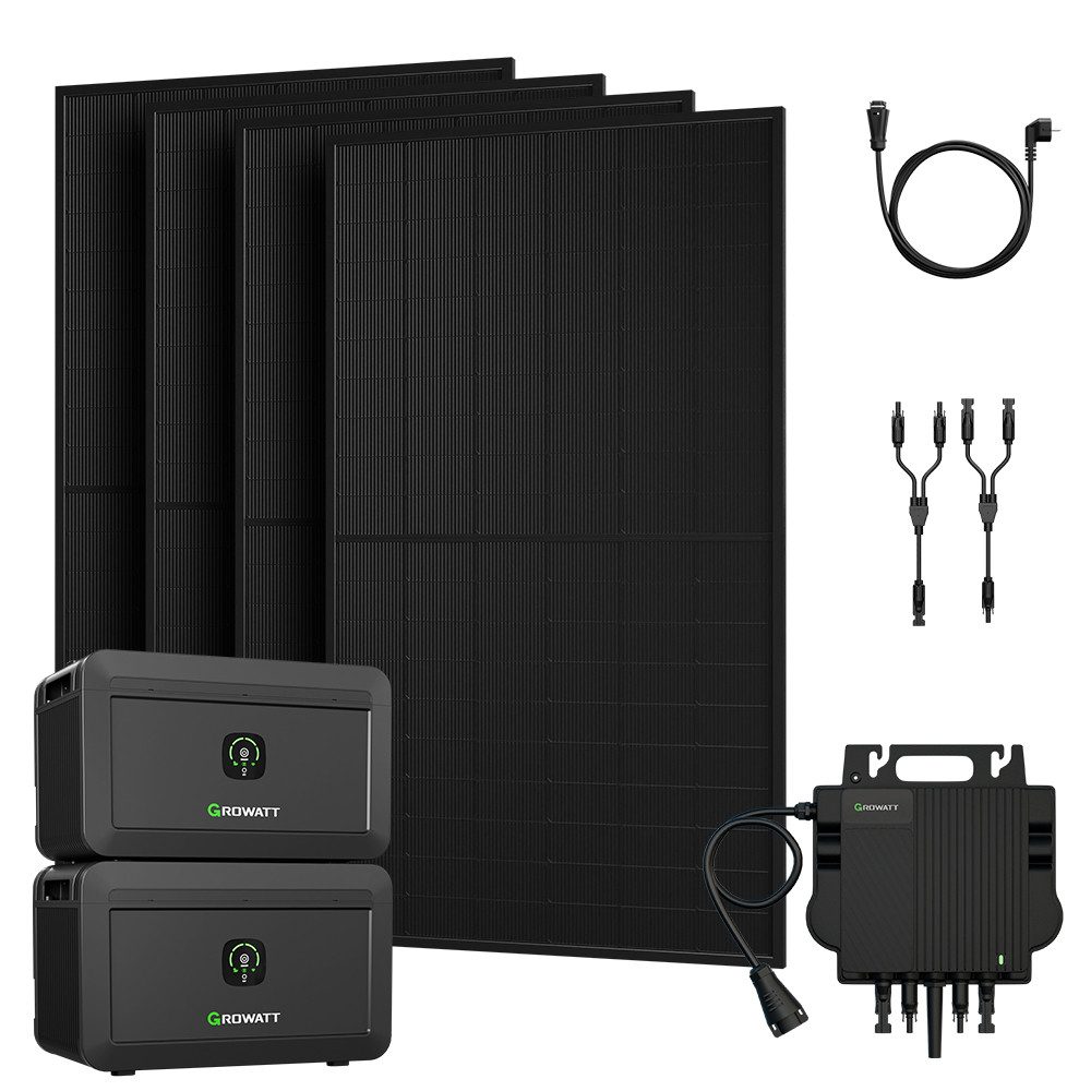 Growatt Balkonkraftwerk Growatt NOAH 2000 Speicher, 2048Wh mit 1800W PV-Eingangsleistung, (Niedrigtemperaturschutz), Fernüberwachung und -steuerung über App