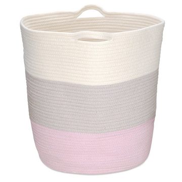 Navaris Aufbewahrungskorb, geflochten aus Baumwolle - Flechtkorb zur Aufbewahrung Wäschekorb - Seil Korb rund für Wäsche Kissen Decken Spielzeug - waschbar