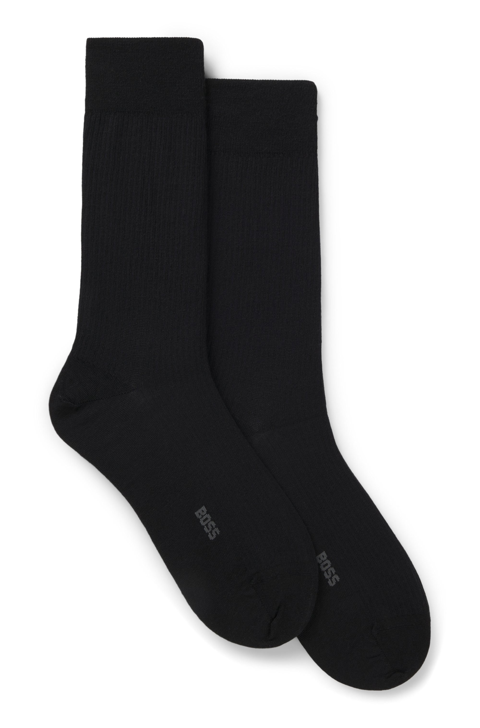 BOSS Businesssocken 2P RS RIB Uni WO (2-Paar) mittelhoch, gerippt