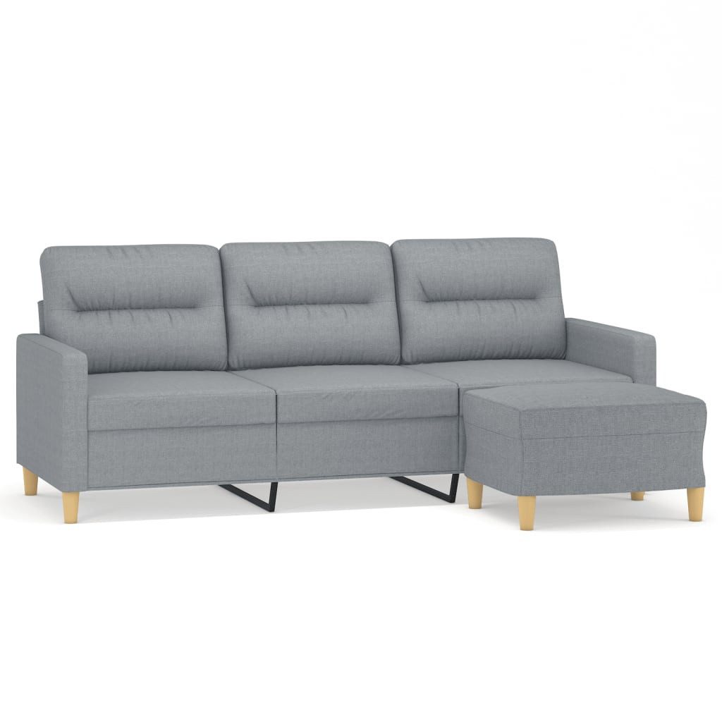 vidaXL Sofa 3-Sitzer-Sofa mit Hocker Hellgrau günstig online kaufen