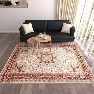 Orientteppich Oriente Teppich - Traditioneller Teppich Orient Rot Creme, Mazovia, 60 x 100 cm, Geeignet für Fußbodenheizung, Pflegeleicht, Wohnzimmerteppich