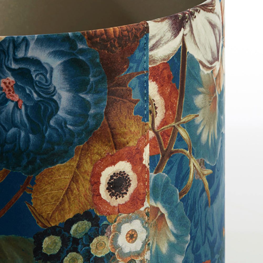 Dirk Davids Leuchten GmbH Lampenschirm Lampenschirm in Velours mit Blumen Motiven in Blau Zylinder 40-40-30, Zeitlose Eleganz – Bild 3 von 5