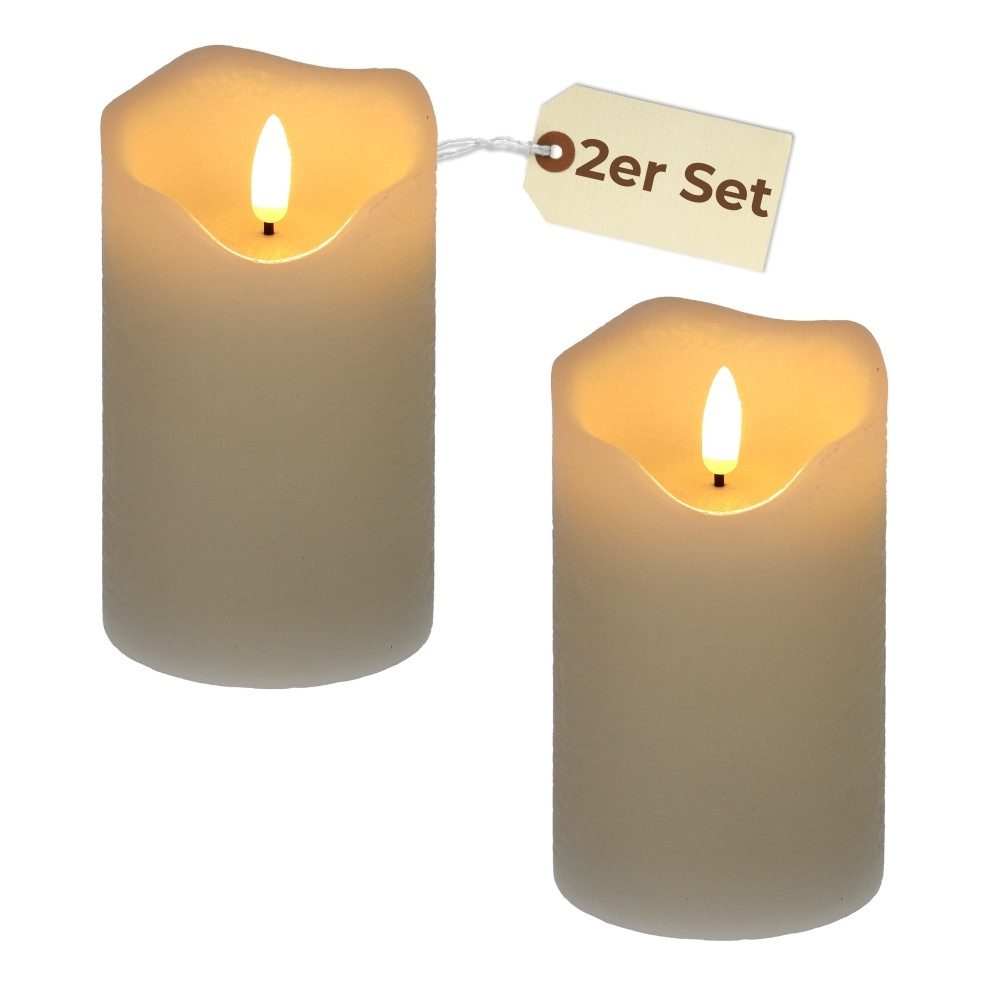 GarPet LED-Kerze 2x Echtwachs Led Свічки mit Timer flackernde Flamme 7,5 x 12,5 cm