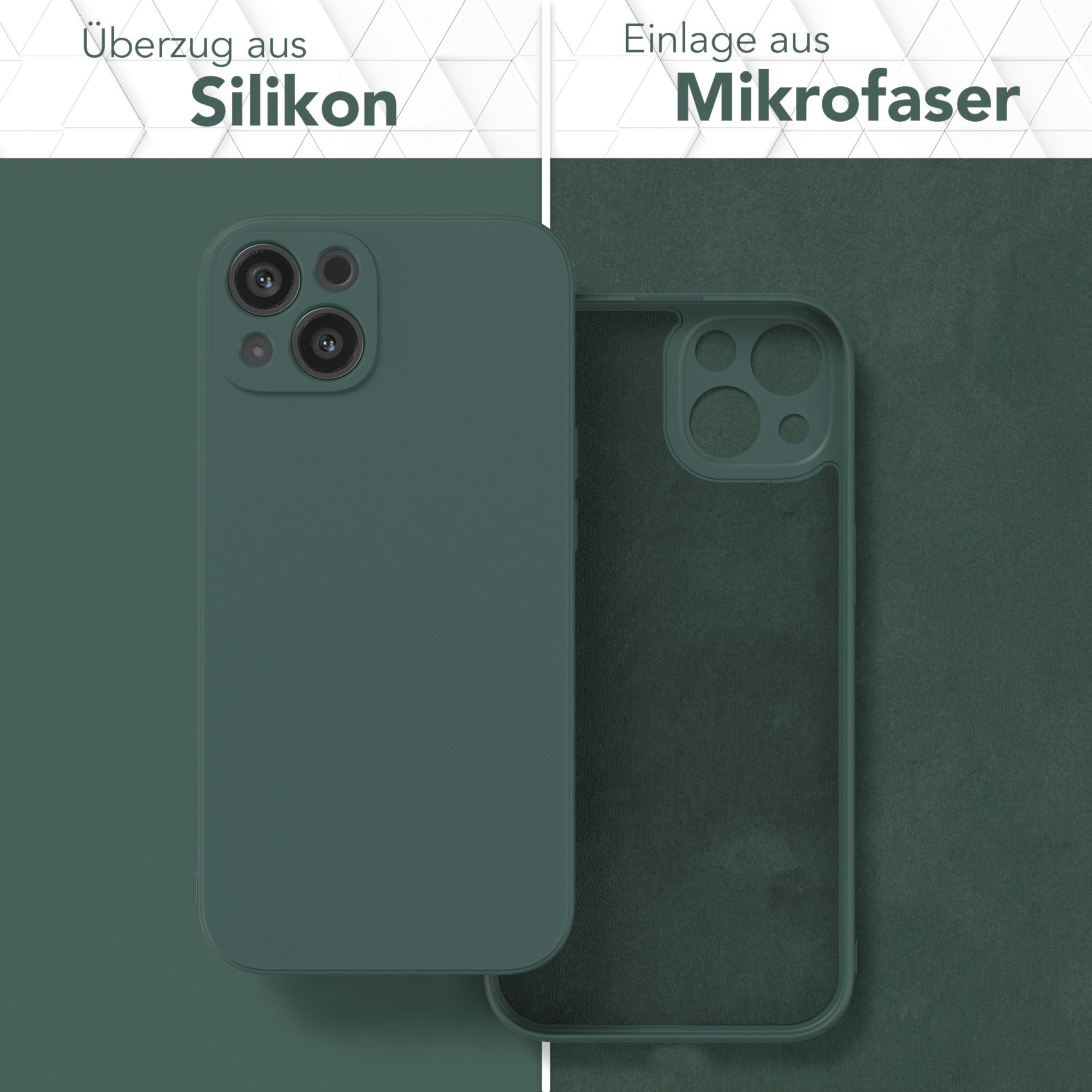 EAZY CASE Handyhülle für Apple iPhone 13 Hülle Silikon 6,1 Zoll, Silikon Schutzhülle mit Kameraschutz kratzfest bumper Grün / Nachtgrün – Bild 3 von 5