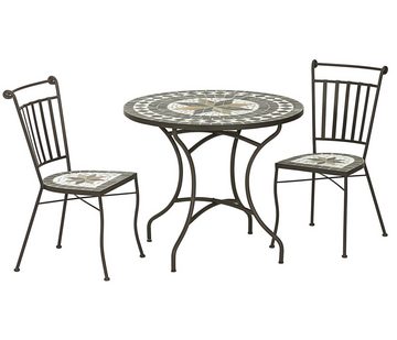 Dehner Gartenstuhl Diana 2er Set, mit Mosaik, 88 x 50 x 50 cm, Metall, 2er-Set mediterrane Mosaikstühle mit einem langlebigen Metallgestell