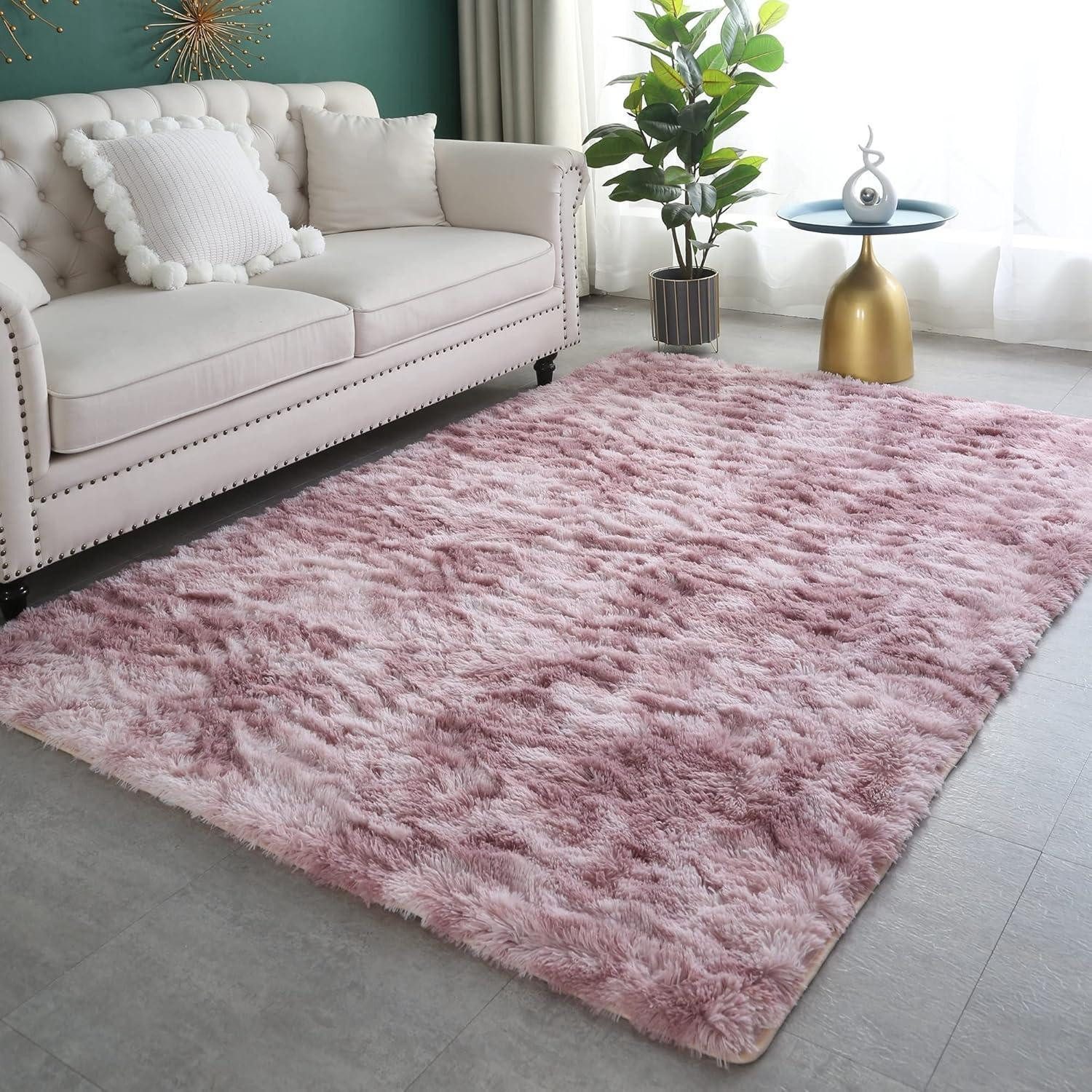 LuxusKollektion Hochflor-Teppich Teppich Hochflor Shaggy Flauschig Wohnzimmer Rosa Lila 120 x 160 cm