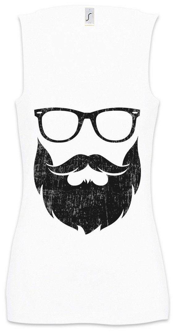Urban Backwoods Tanktop Nerd Hipster Ärmelloses Damen T-Shirt Barber Bart Beard Glasses Brille Nerd Geek Freak Vollbart
