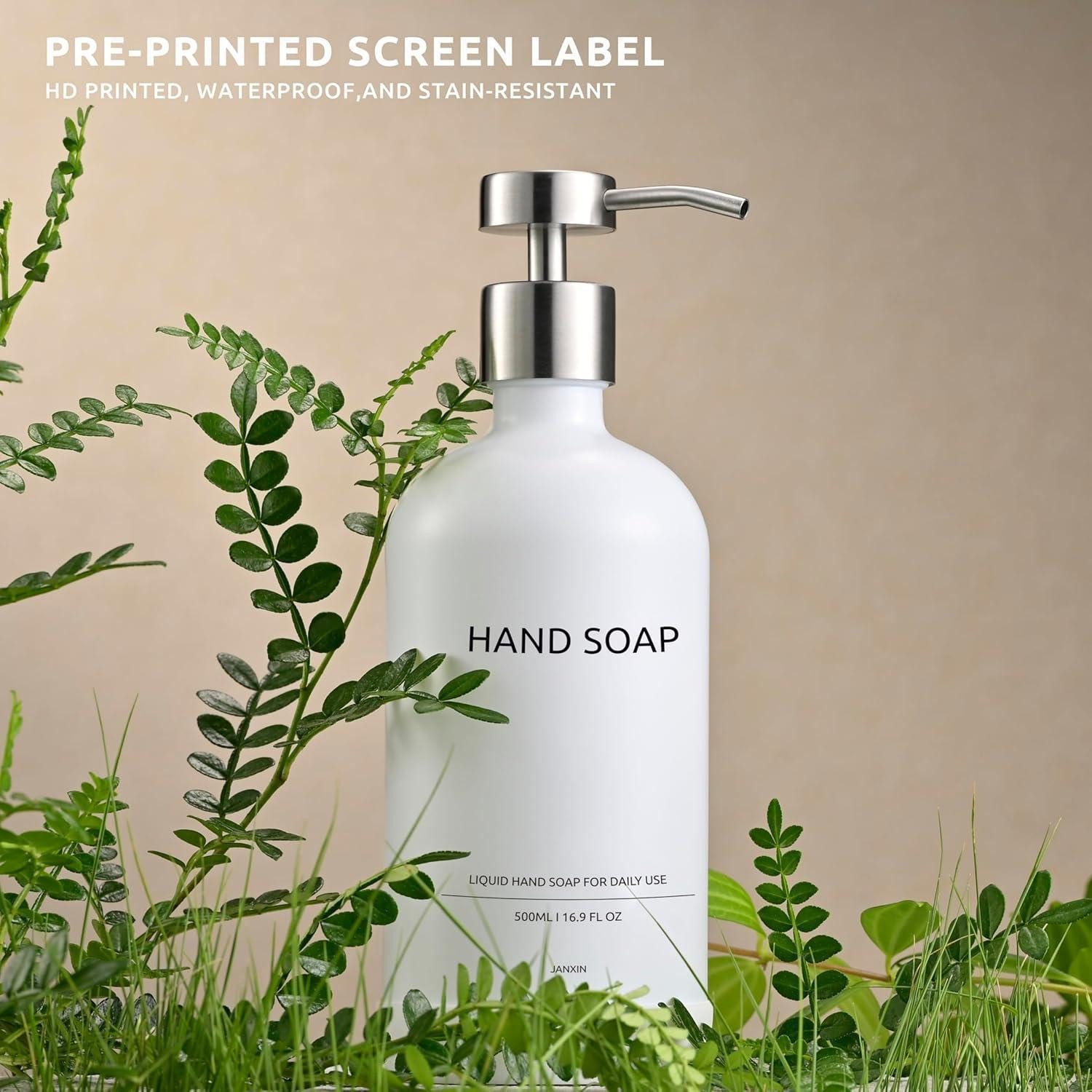 LuxusKollektion Seifenspender Glas Seifenspender mit Keramikschale Weiss 500ml – Bild 3 von 5