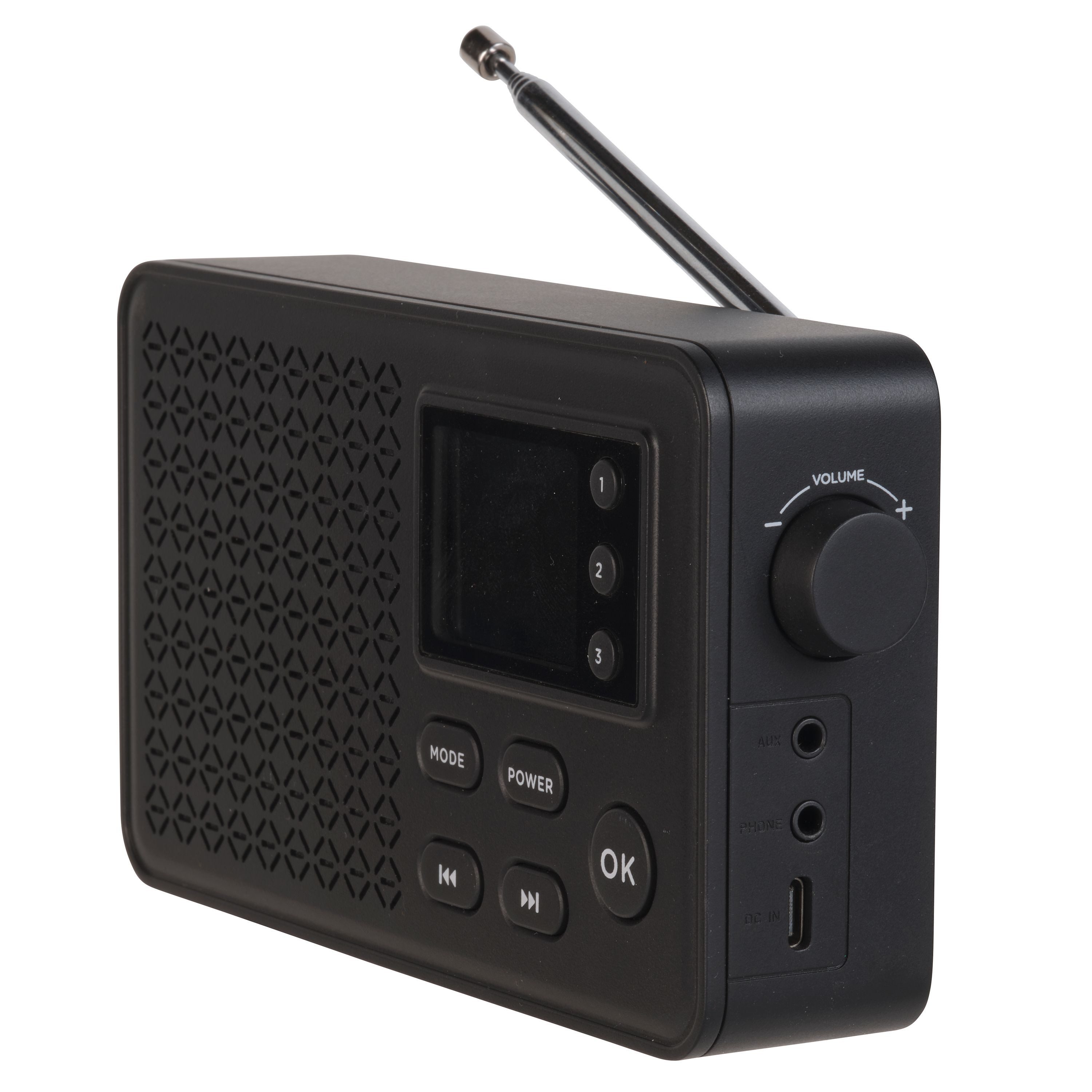 Denver DAB-57 Digitalradio (DAB) (DAB+, FM, Dual-Wecker, Schlummerfunktion, Sleep-Timer, Senderspeicher (20 DAB/20 FM + 3 Favoriten), Bluetooth, Teleskopantenne, 1 W, DAB+/FM, 40 Senderspeicher (20 DAB/20 FM), 1,77" Display, Dual-Wecker)
