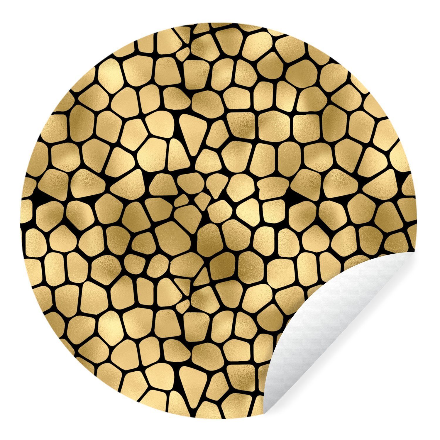 MuchoWow Wandsticker Muster - Formen - Gold (1 St), Tapetenkreis für Kinderzimmer, Tapetenaufkleber, Rund, Wohnzimmer