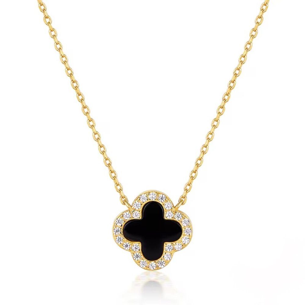 ROUGEMONT Silberkette Kleeblatt Glücksbringer Clover Damen Halskette 925 sterling Silber, Echtschmuck