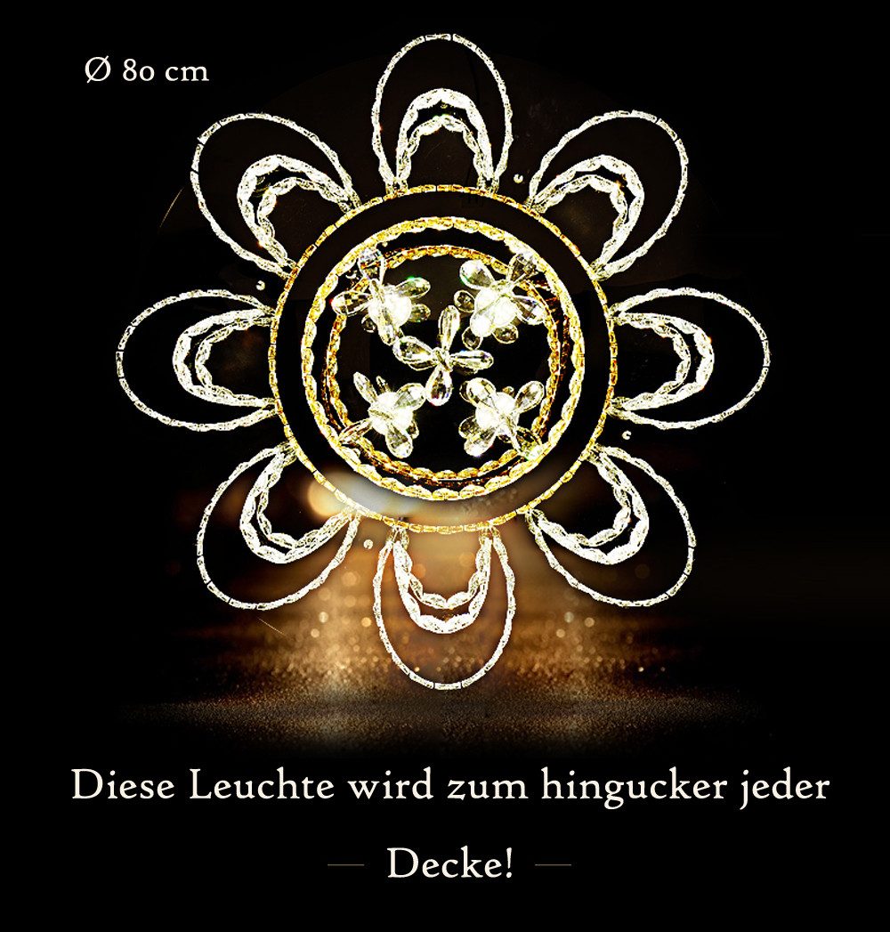 Eurohandisplay LED Deckenleuchte LED Pendelleuchte Kristall Fernbedienung Deckenleuchte Deckenlampen, LED fest integriert, Warmweiß bis Kaltweiß, Modern Kristal – Bild 3 von 5