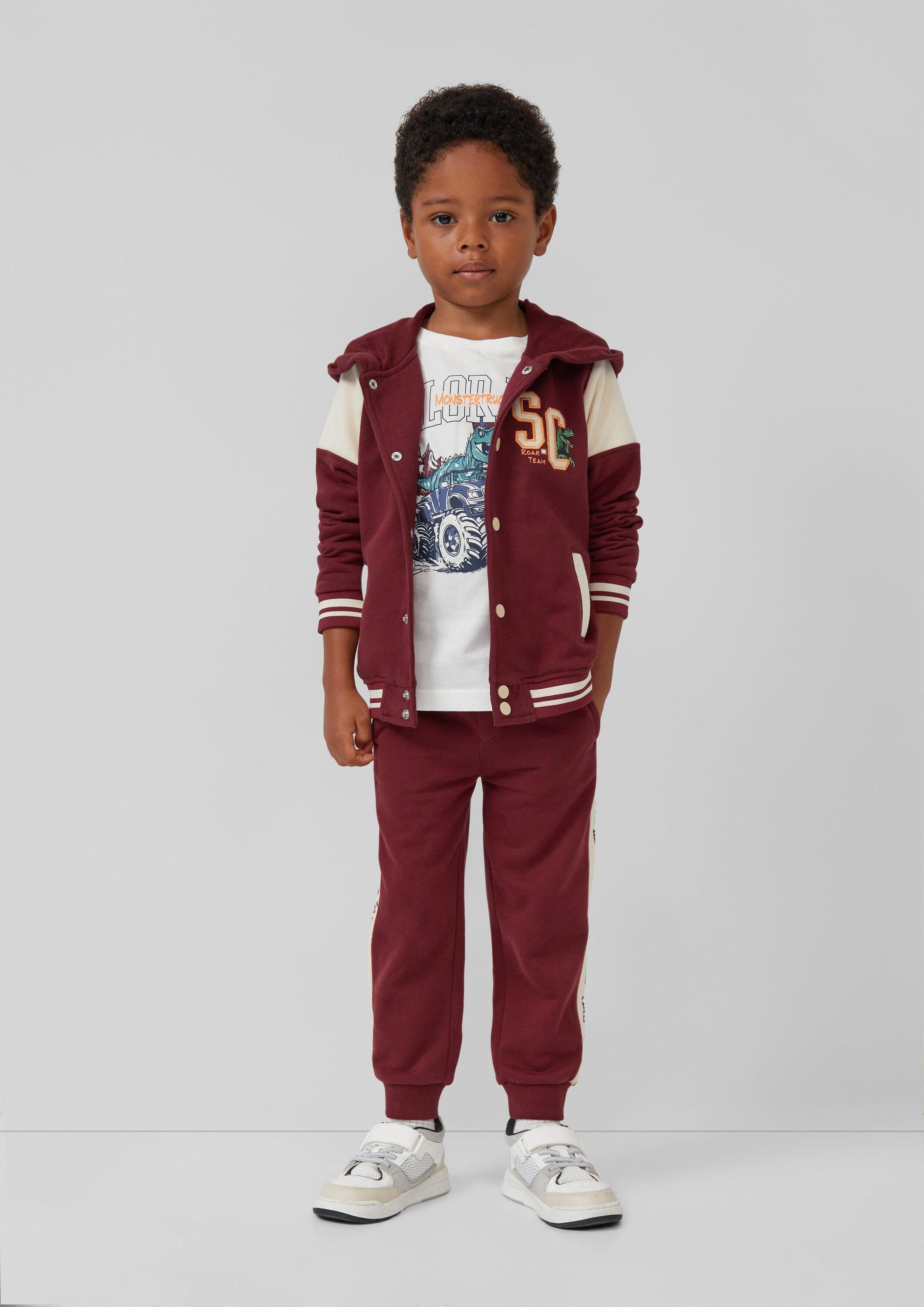 s.Oliver Sweatjacke Sweatshirt Jacke College-Jacke mit Applikation und Kapuze