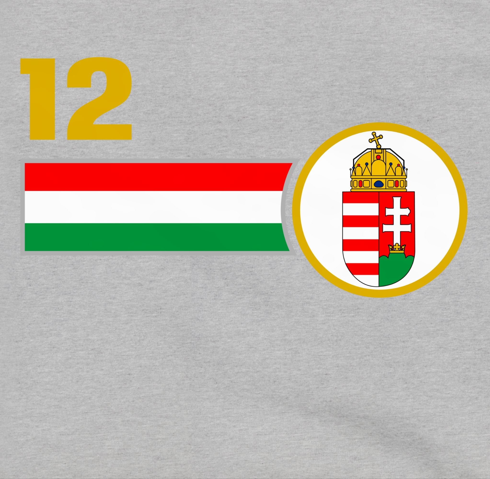 Shirtracer Hoodie 2024 12. Fussball Ungarn Mannschaft EM Mann 2 meliert Kinder Grau