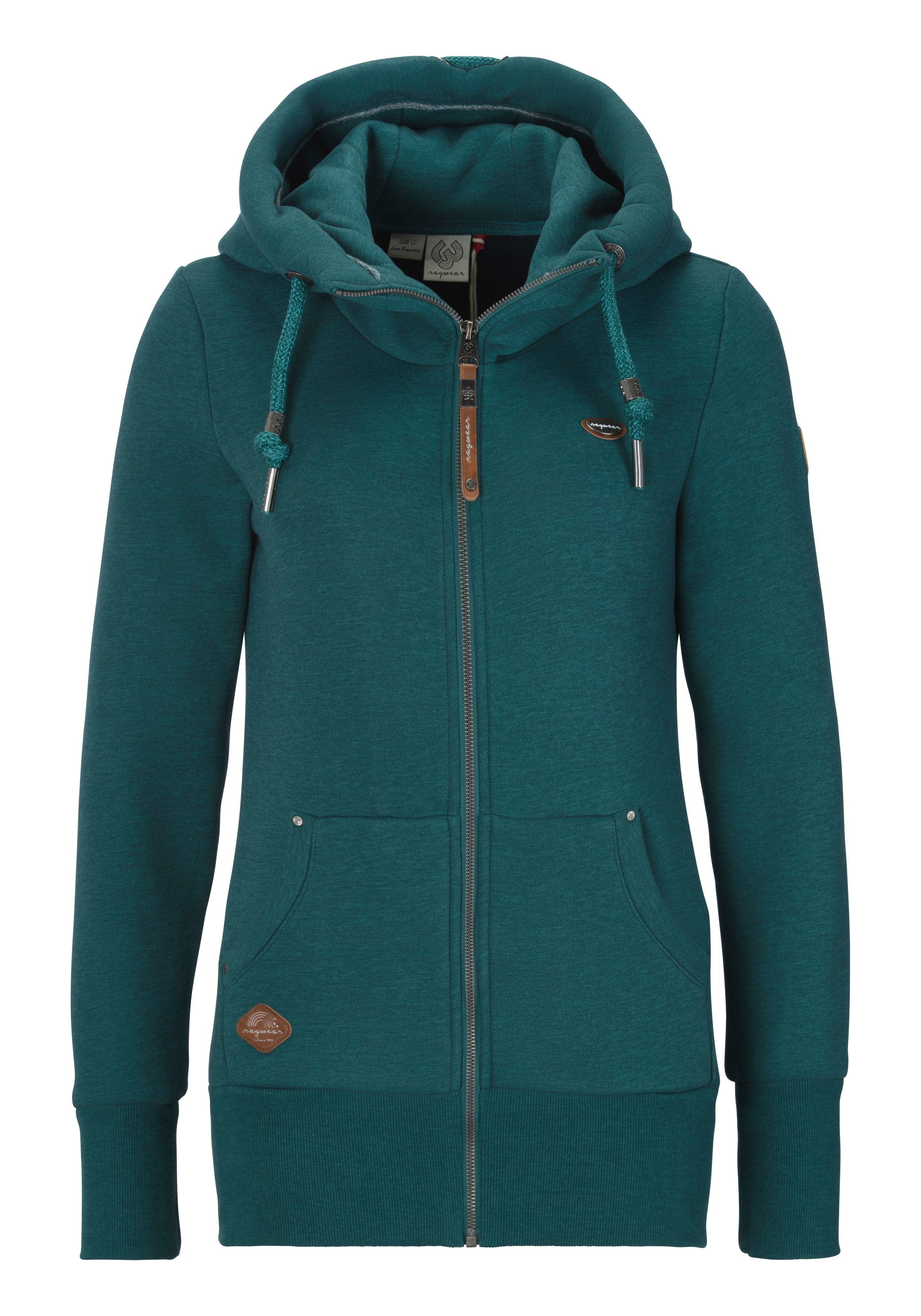 Ragwear Sweatjacke NESKA ZIP O figurbetont in melierter Optik und mit großer Kapuze – Bild 4 von 5