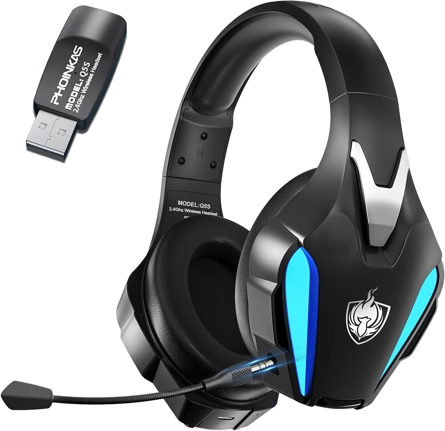 PHOINIKAS Gaming-Headset (Gaming Headset Wireless Abnehmbares Mikrofon, Usb-Head-Set, Gaming headset kabelloses abnehmbares mikrofon geräuschunterdrückung)