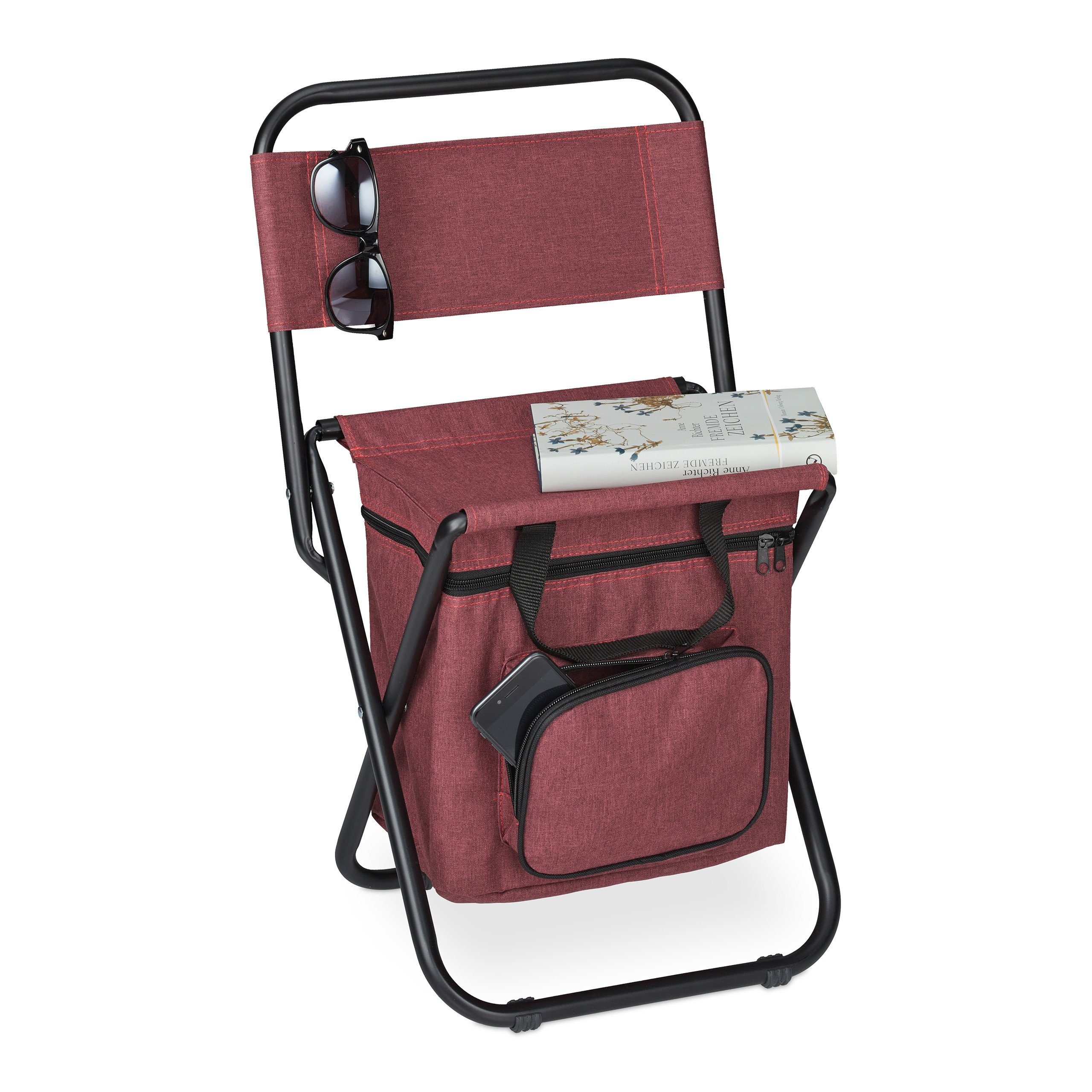 relaxdays Campinghocker Roter Campinghocker mit Lehne günstig online kaufen