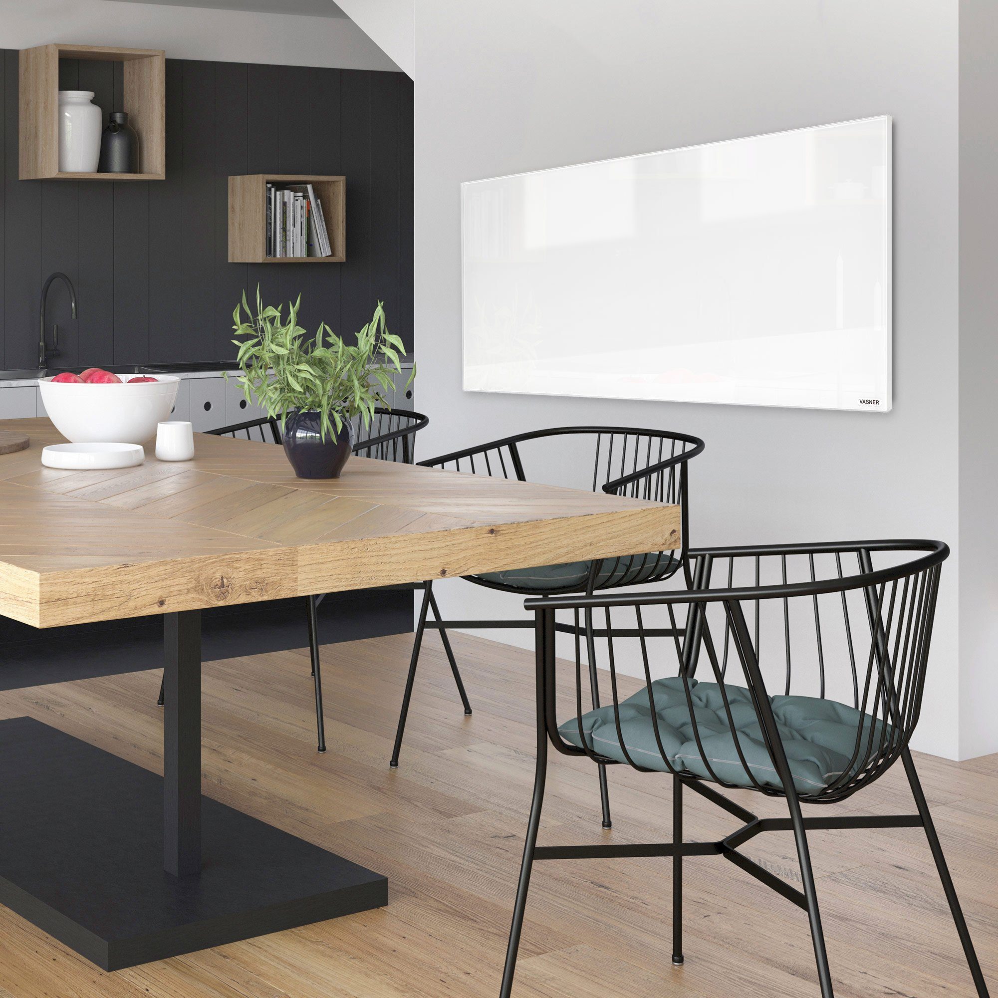 Vasner Infrarotheizung Glas mit Rahmen weiß, 300 W, Citara G, Infrarot Glasheizung, IP44 Bad geeignet