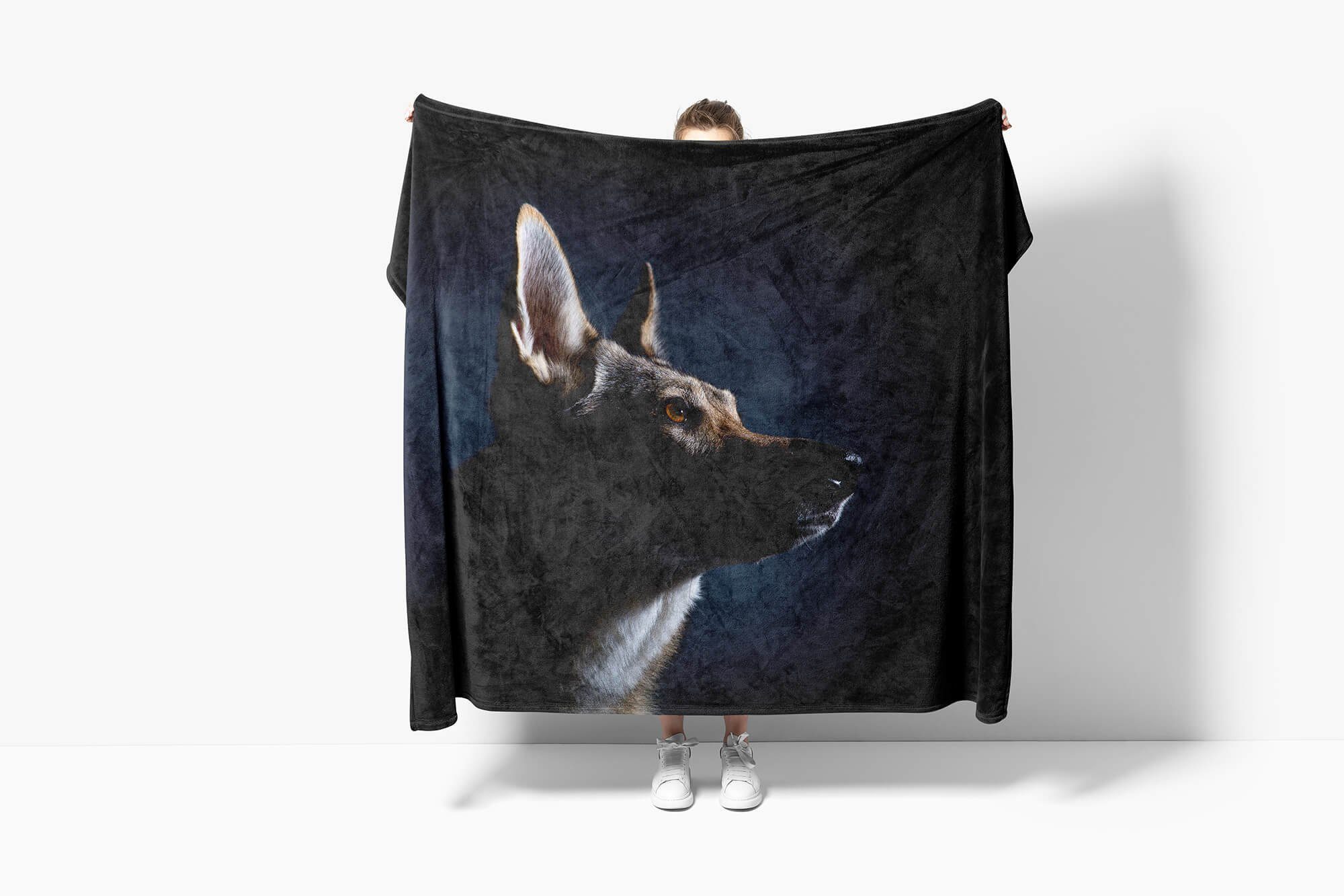 Art Saunatuch Handtücher Handtuch Sinus Tiermotiv Strandhandtuch Hund, Handtuch Baumwolle-Polyester-Mix Kuscheldecke (1-St), mit