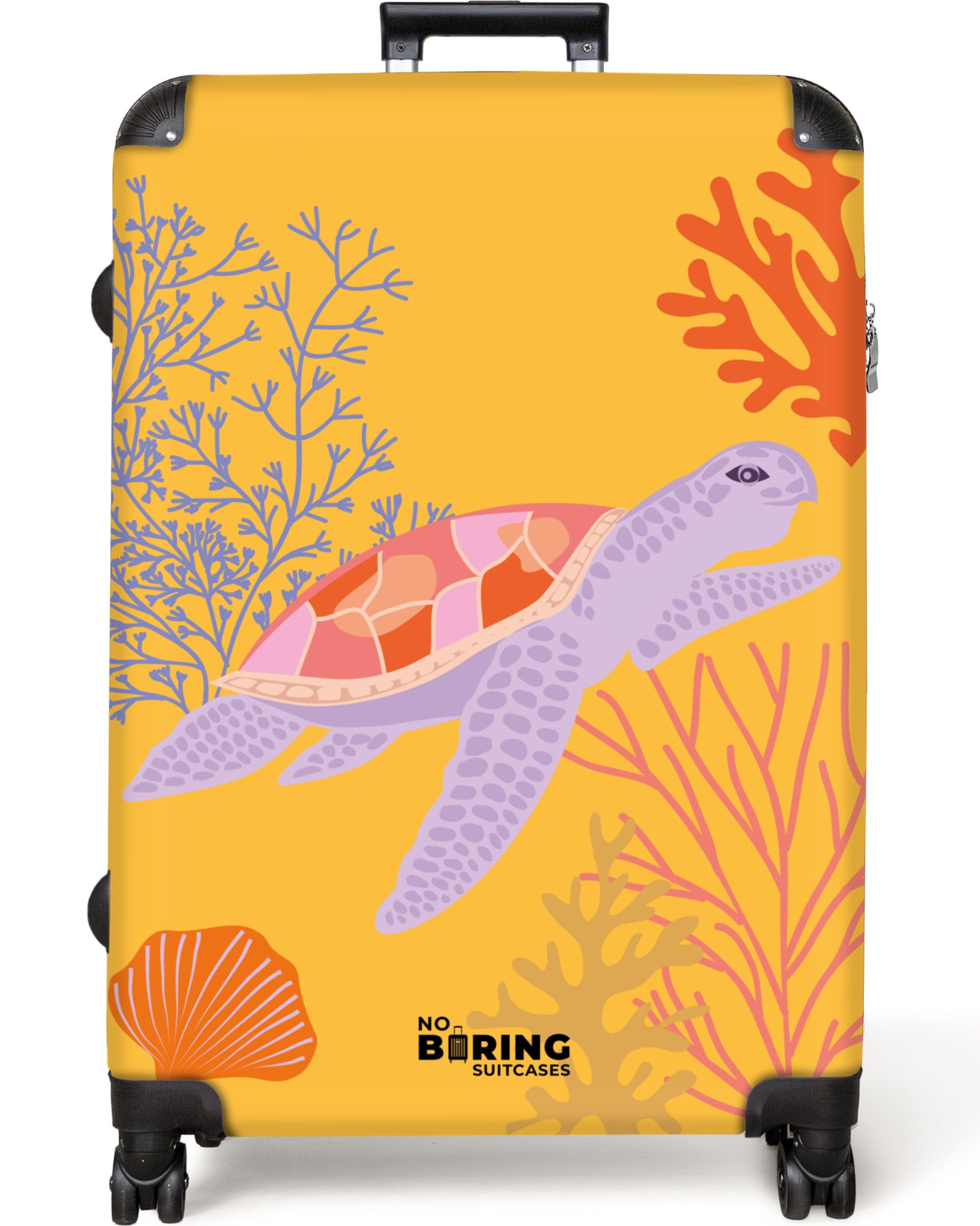 NoBoringSuitcases.com© Hartschalen-Trolley Gelb mit Schildkröte 77 günstig online kaufen