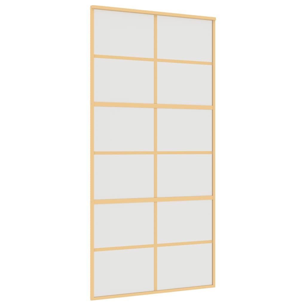 vidaXL Haustür Schiebetür Golden 102,5x205 cm Matt ESG-Glas und Aluminium (1-St)