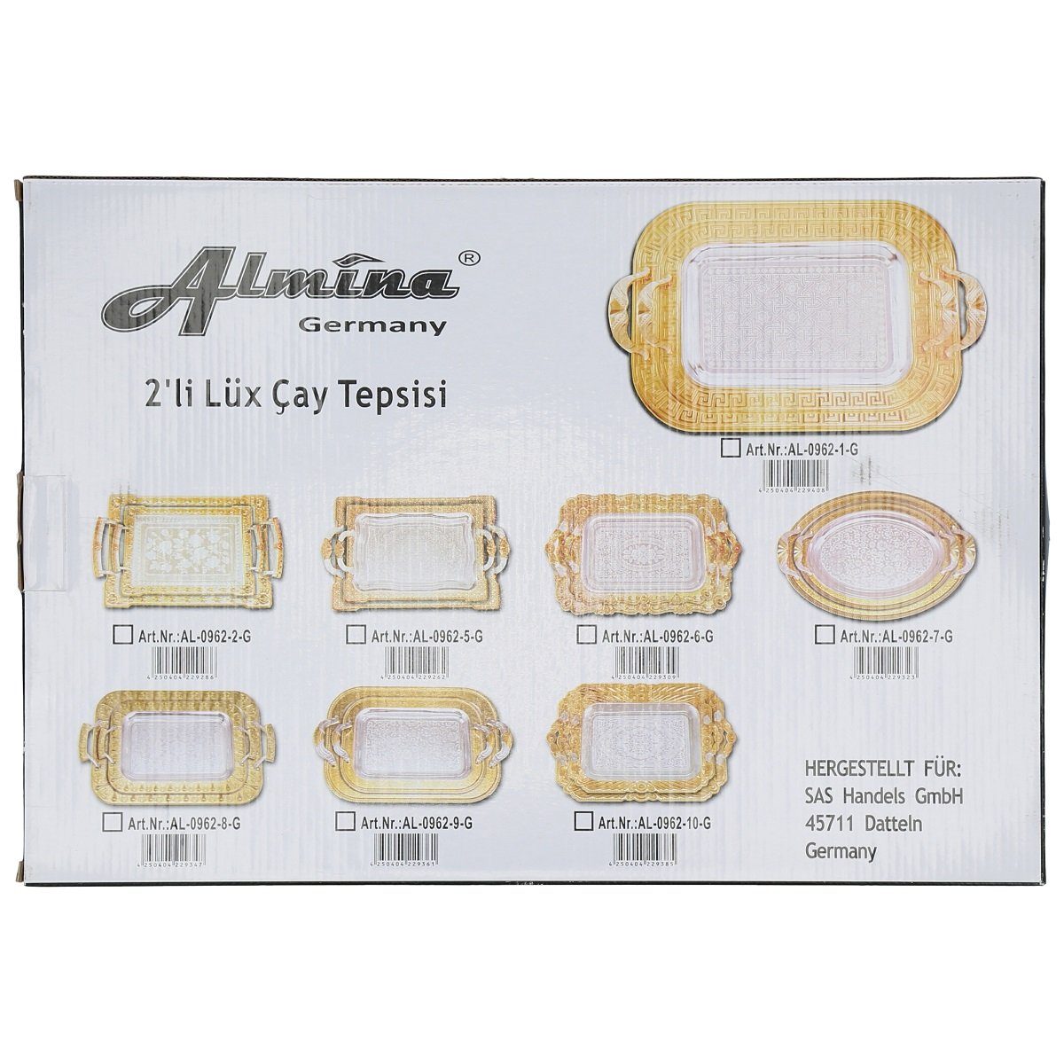 Almina Tablett 2-Teilig Gold/Silber Metallbrett Motiv Servierttablett (2-tlg) aus Gold 18/10, 5 Edelstahl