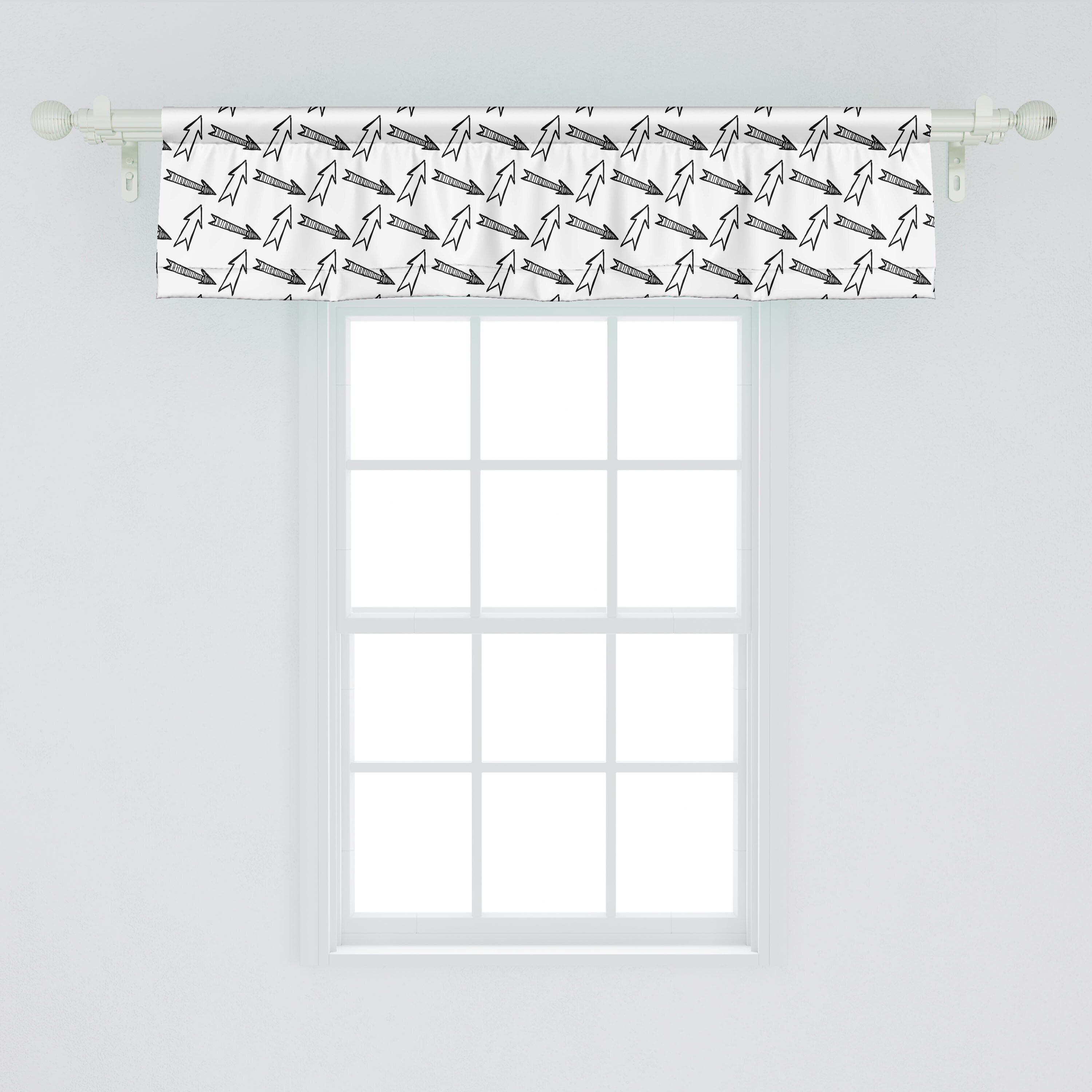 Scheibengardine Vorhang Volant monochrome mit Abakuhaus, Gestreifte Pfeil Küche Dekor Microfaser, Schlafzimmer für Stangentasche