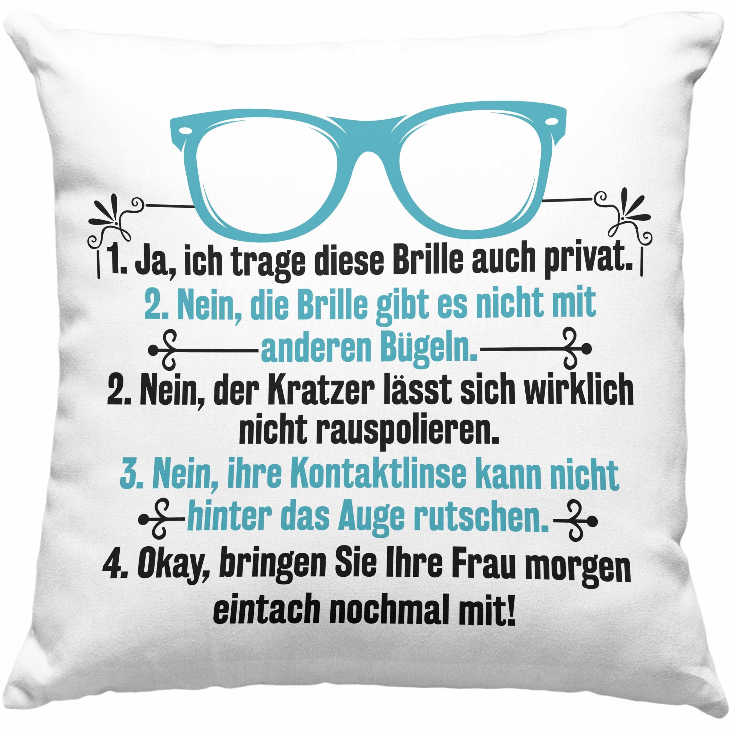 Dekokissen Augenoptiker Spruch Geschenkidee Lustiger Füllung mit Trendation Brillenverkäufer Optiker Geschenk Trendation Grün 40x40 Dekokissen - Kissen