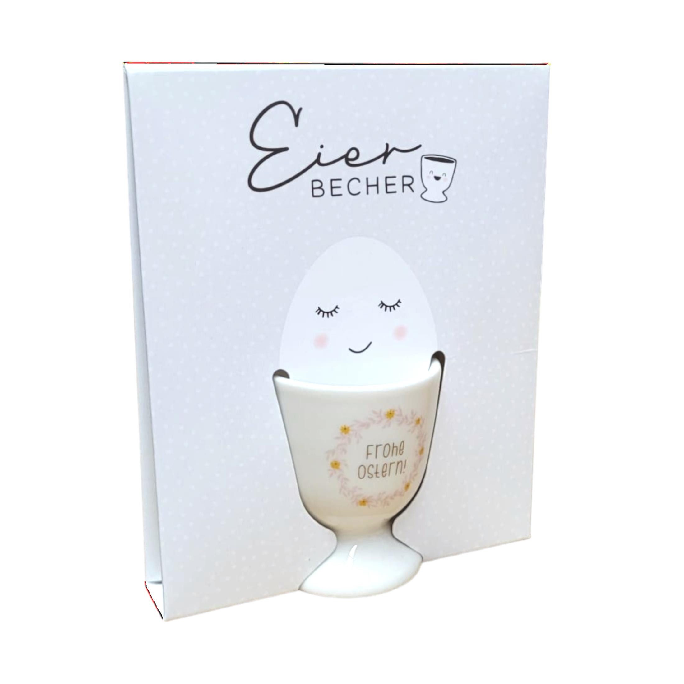 Grafik Werkstatt Eierbecher Eierbecher aus Porzellan, in Geschenkverpackung, Motiv Frohe Ostern!, (1-tlg), Porzellan