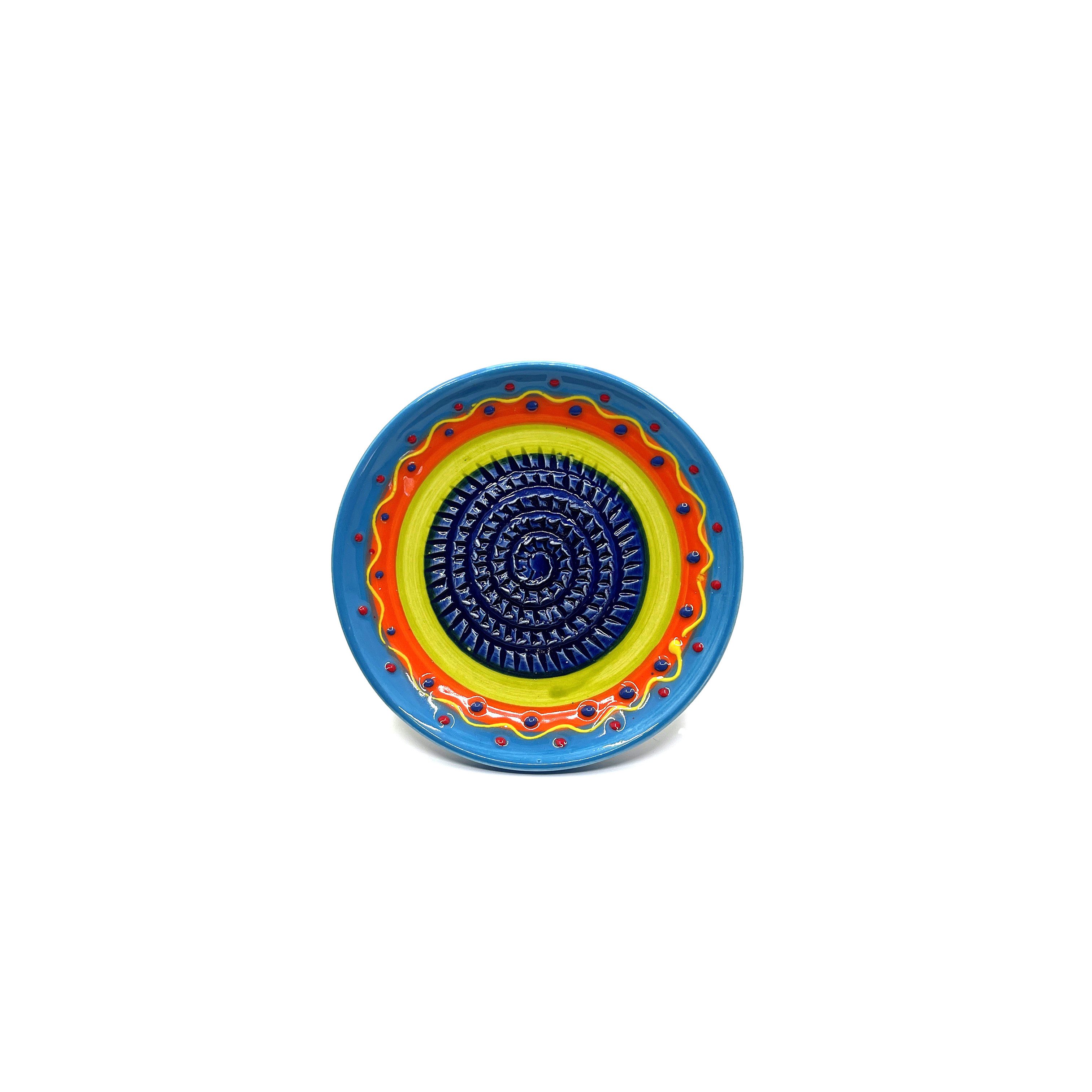 Kaladia Multireibe Reibeteller in blau, orange und grün, Keramik, handbemalte Küchenreibe - Made in Spain