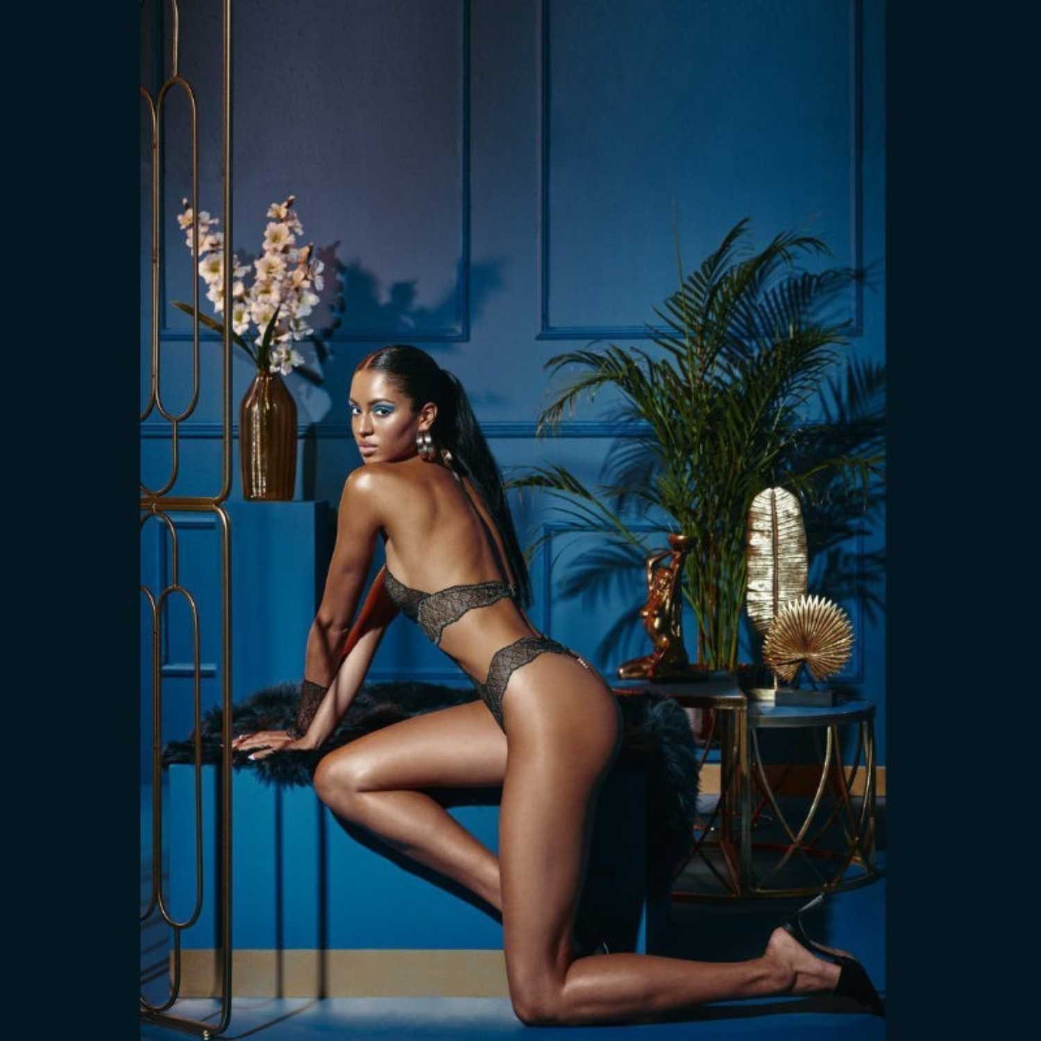 Bracli Body-Ouvert Sydney Perlenbody DOUBLE schwarz S