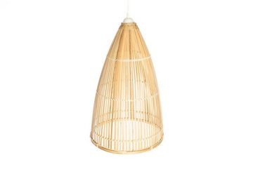 BOURGH Lampenschirm BOURGH Bambus Lampe FORMIA D 27 cm H 37 cm mit E27 Fassung Kabel weiss, Naturbelassenes Bambus Material