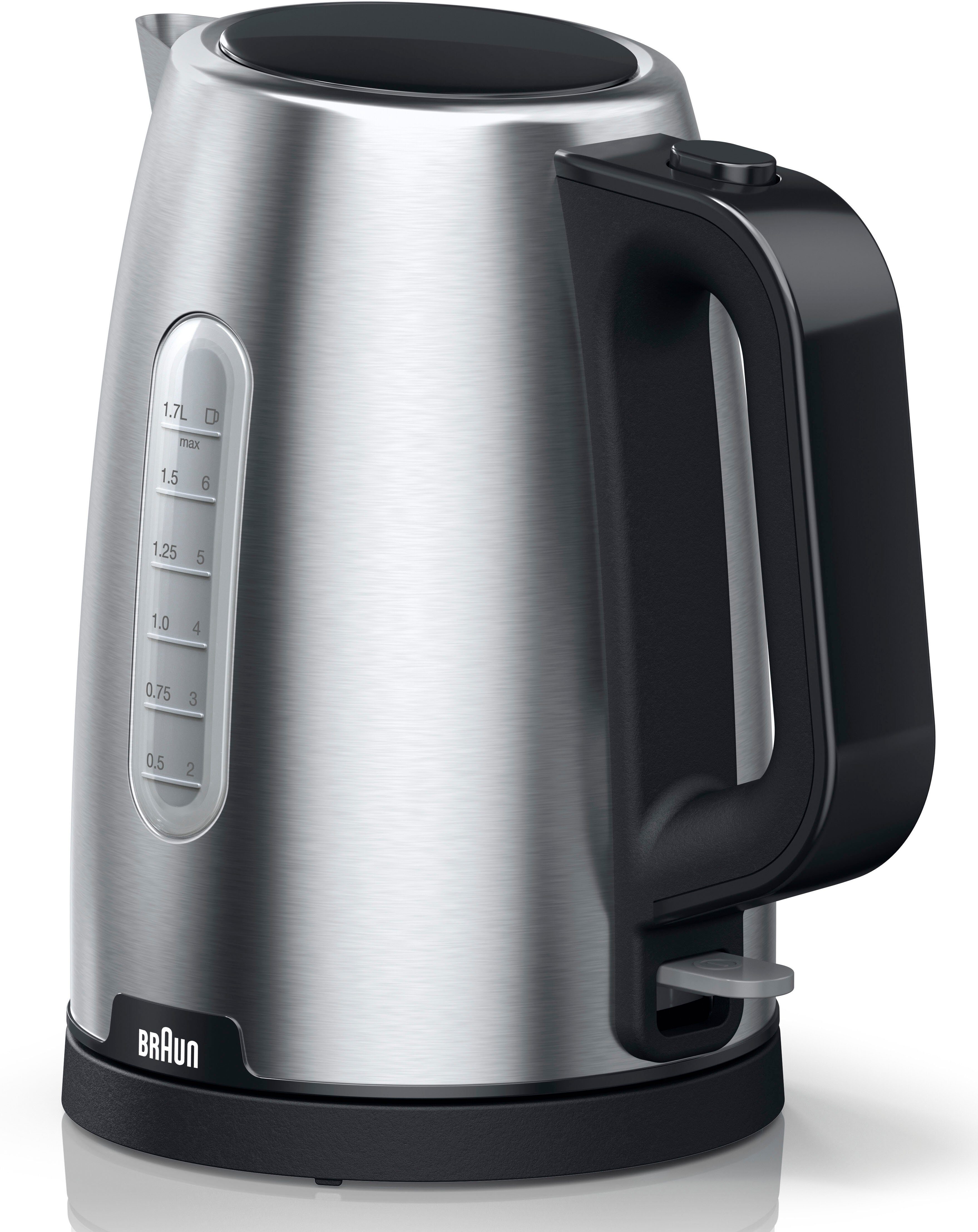 Braun Wasserkocher PurShine WK 1500 BK - 1,7 L, Schnellkochsystem, Anti-Kalk Filter, 1,7 l, 2200 W, 2.000 W, Kocht 200 ml in 45 Sek., 360 Grad Heitzsockel
