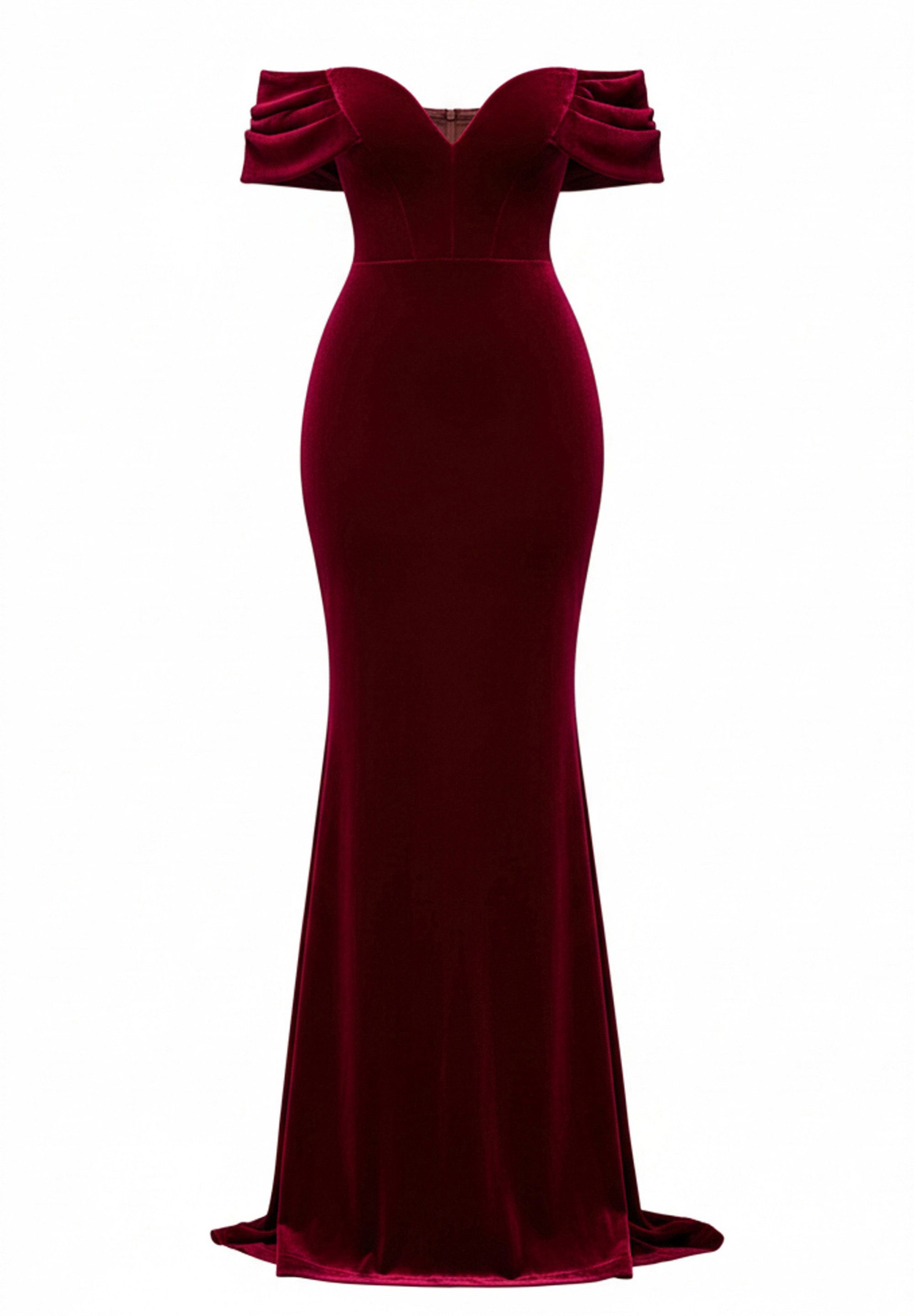 Goddiva Maxikleid Off The Shoulder Deep Plunge Velvet Maxi Dress Langes Kle günstig online kaufen