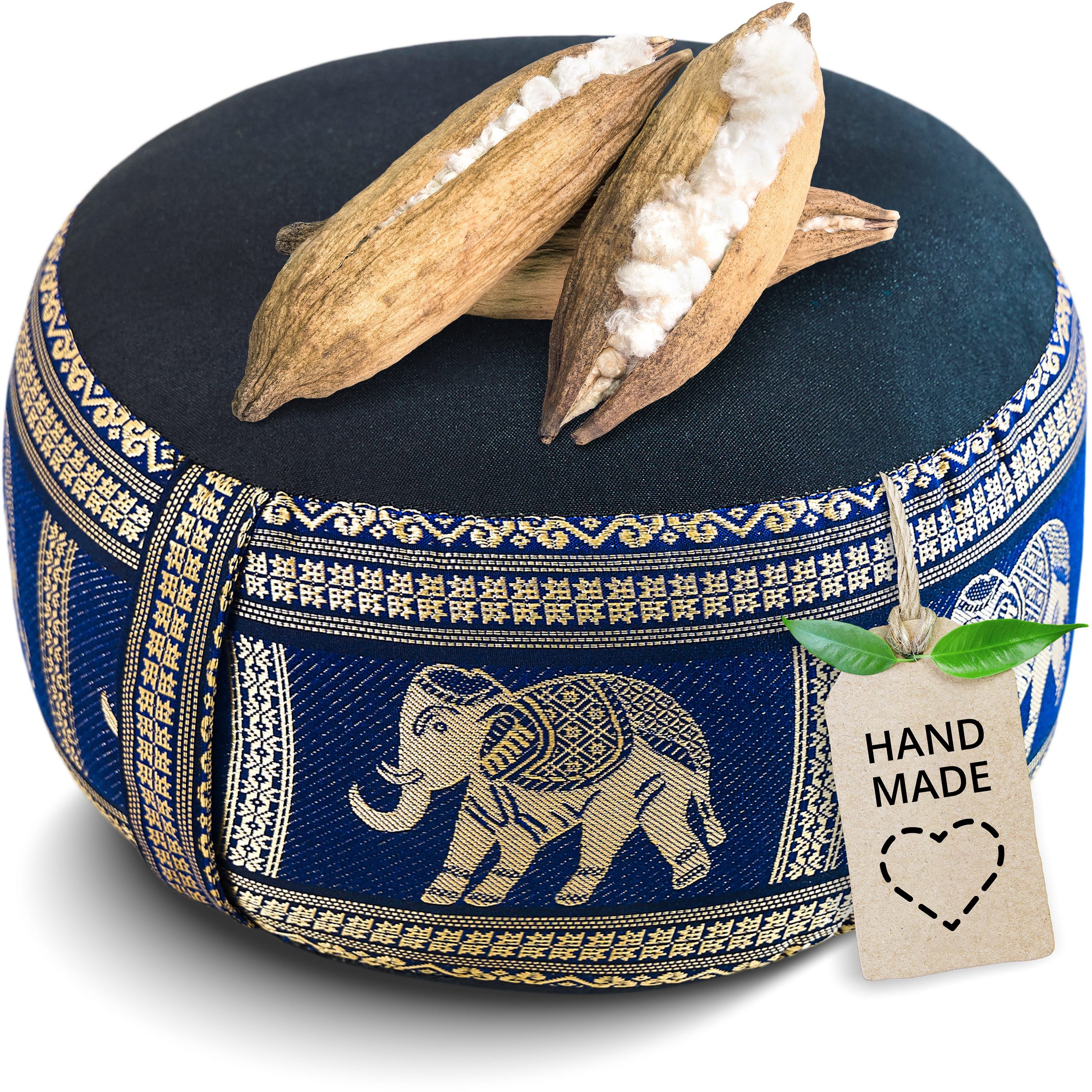 livasia Meditationskissen Zafukissen (Deluxe) - 32x20cm, Kapok, vegan, handgefertigt