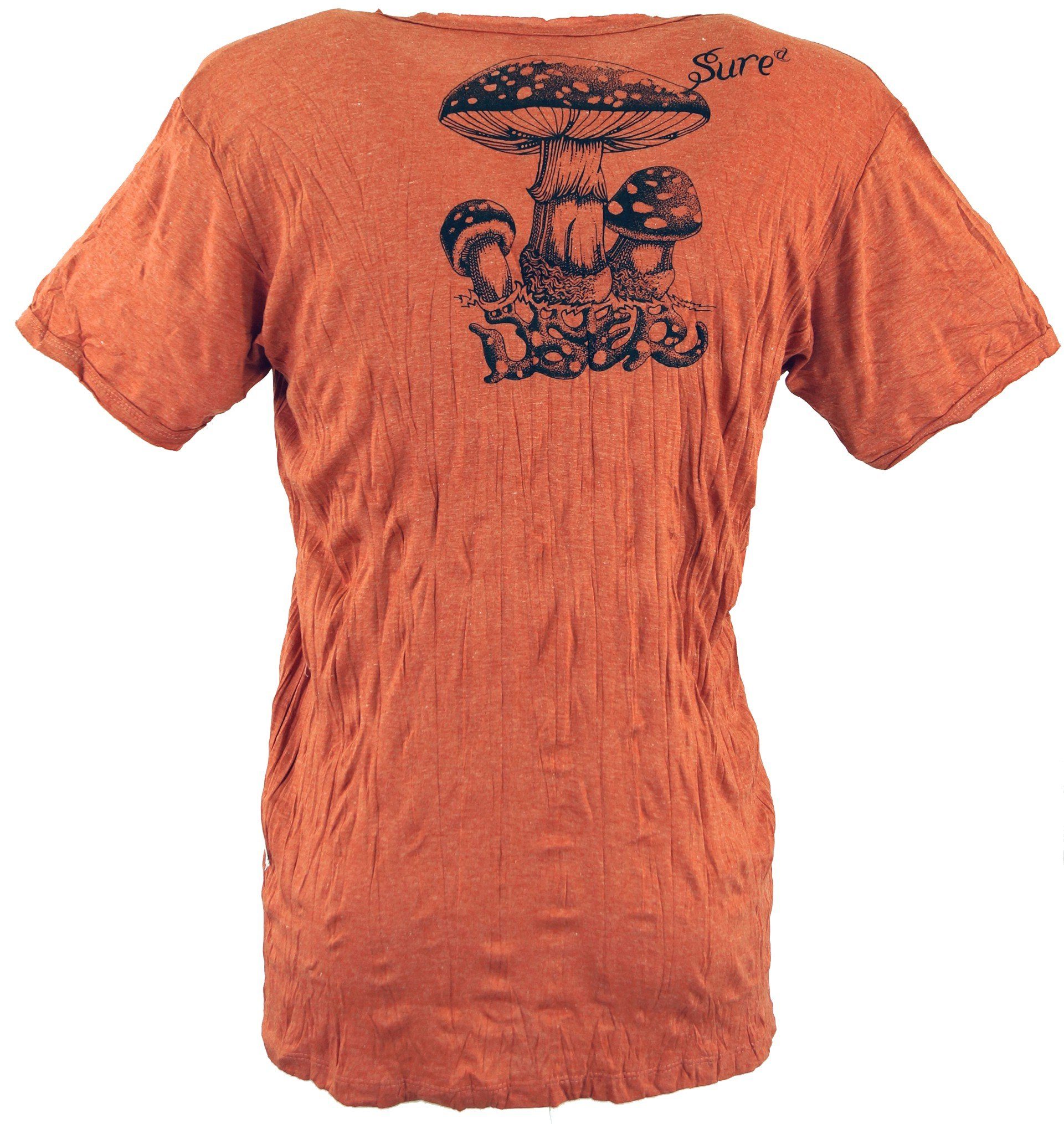Guru-Shop T-Shirt Sure T-Shirt - Style, alternative rostorange Goa Fliegenpilz Festival, Bekleidung