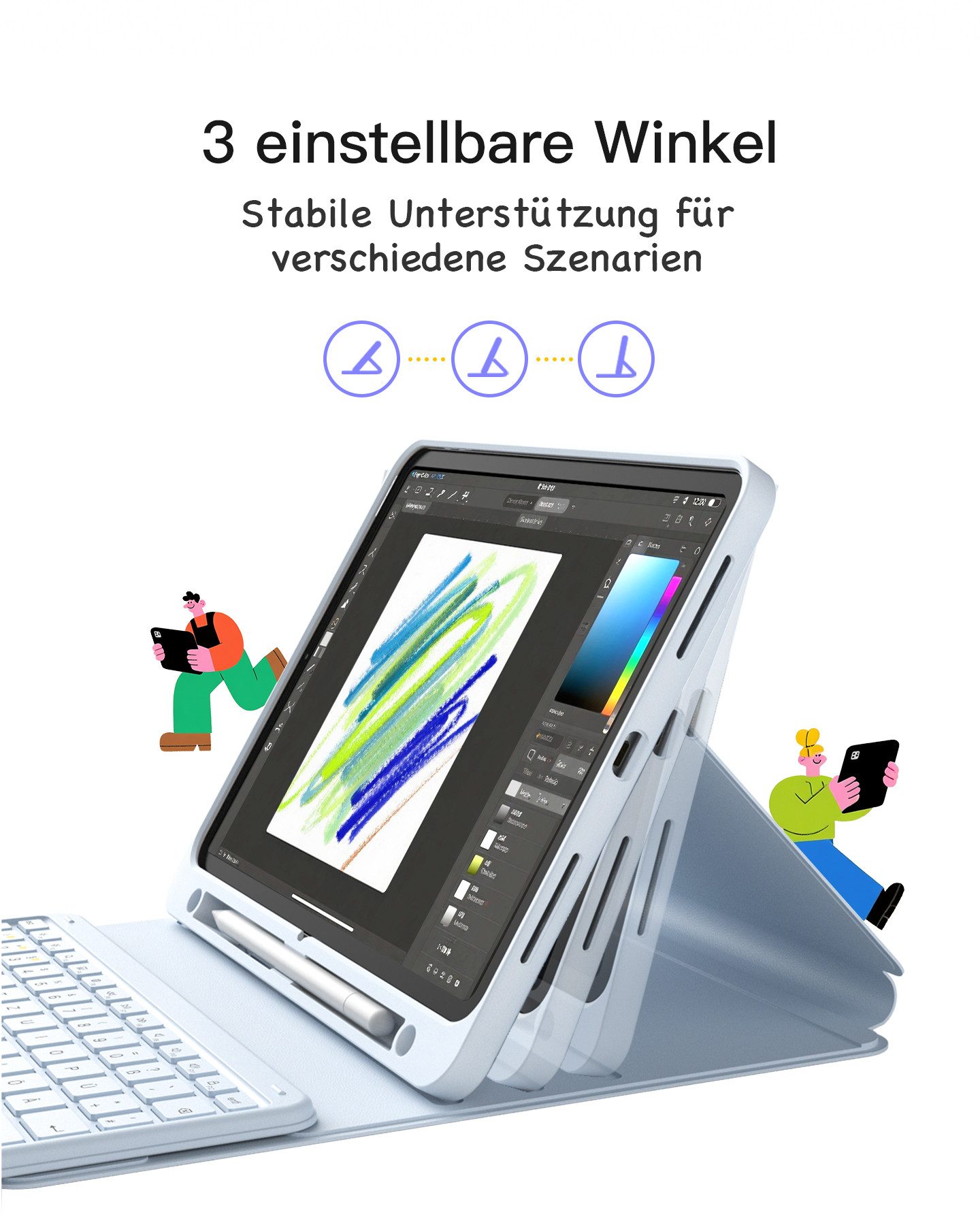 Inateck 10.9-11 Zoll iPad A16 11/10 Gen, Air M4/M3/M2, iPad Pro 4/3/2 iPad-Tastatur – Bild 4 von 5