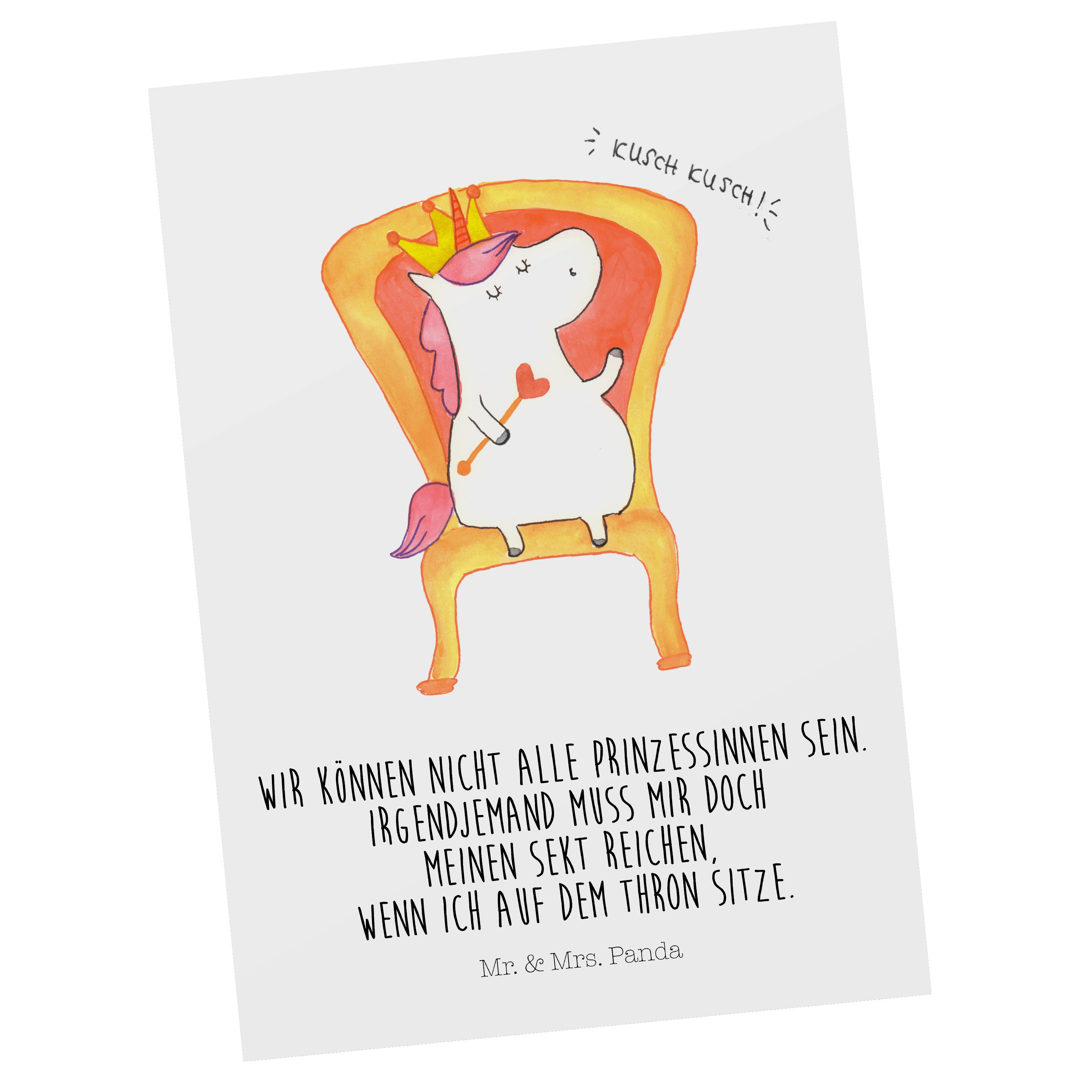 Mr. & Mrs. Panda Postkarte Einhorn Prinzessin - Weiß - Geschenk, Pegasus, Monat, Dankeskarte, Ge