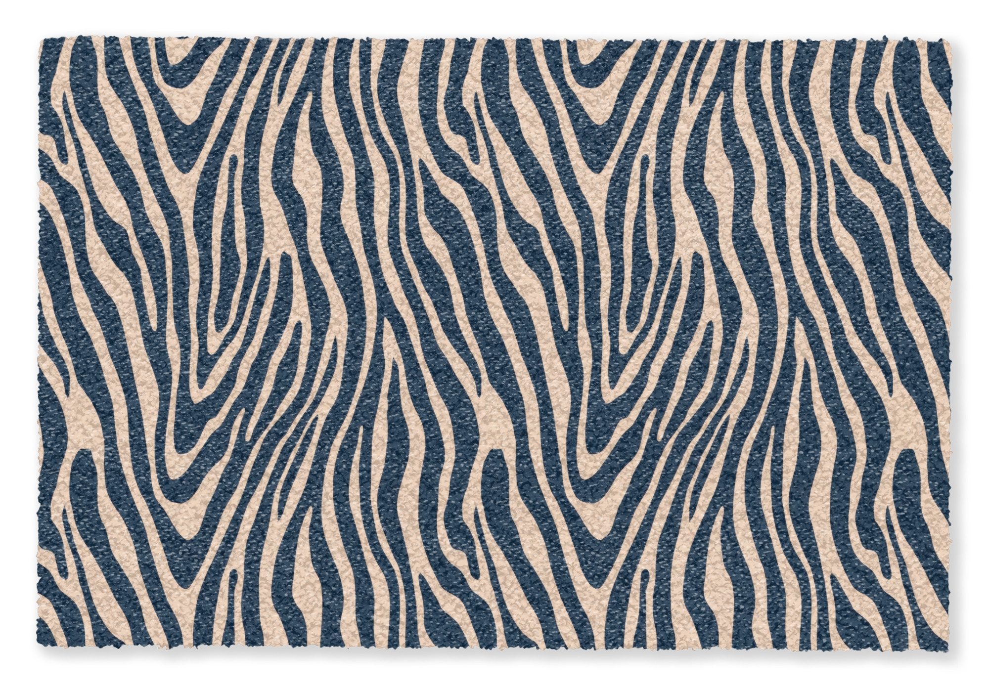 MuchoWow Fußmatte Zebra - Muster - Blau - Beige, Rechteckig, innen Schmutzfangmatte, Tür, Schmutzfänger Flur, Teppich 60x40 cm