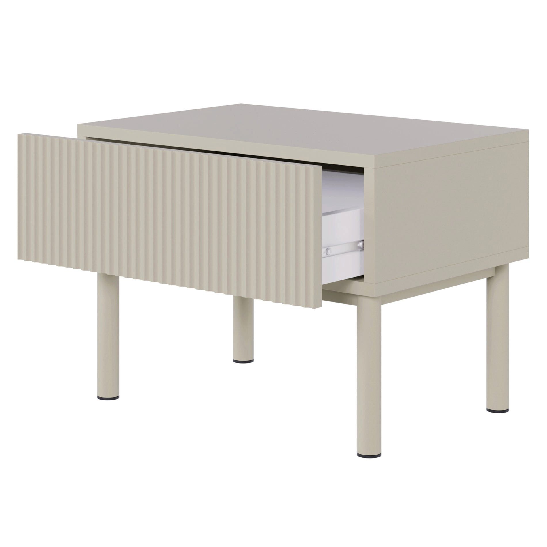 Selsey Nachttisch VELDIO NEW, mit Rillenfront & Metallbeinen, 1 Schublade, 50×44 cm