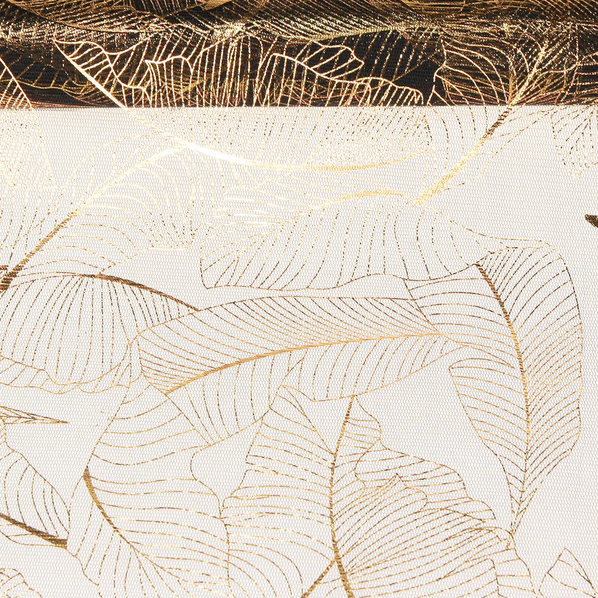 Viana Tischläufer Schwarz-Gold Organza Tischläufer mit Blättermuster 48x450 günstig online kaufen