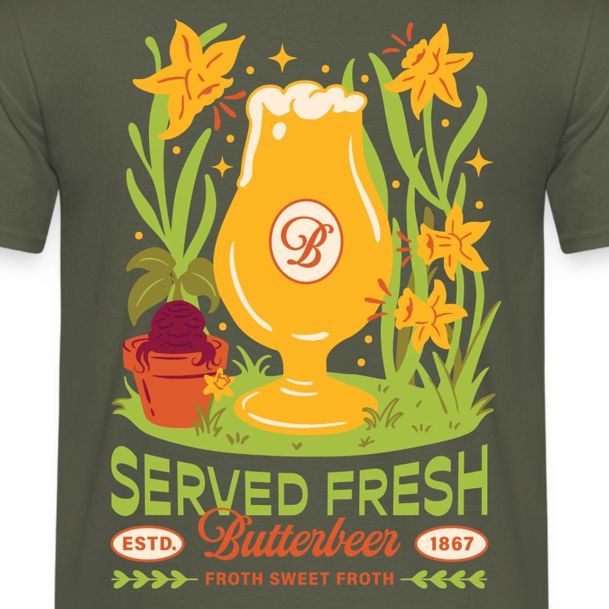 Spreadshirt T-Shirt Harry Potter Butterbeer Served Fresh Männer T-Shirt (1-tlg)