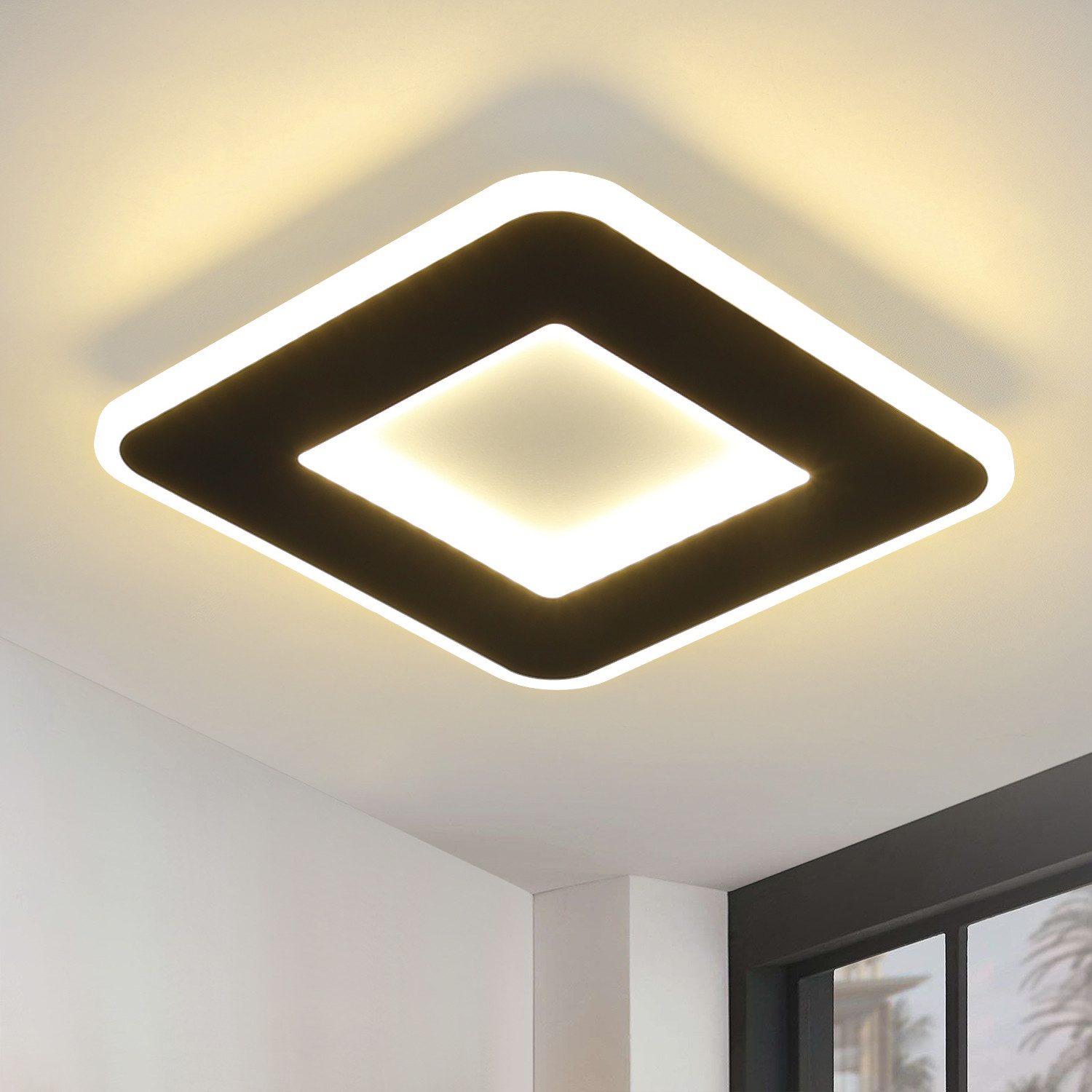 Nettlife LED Deckenleuchte Schwarz Eckig 23W/20W günstig online kaufen