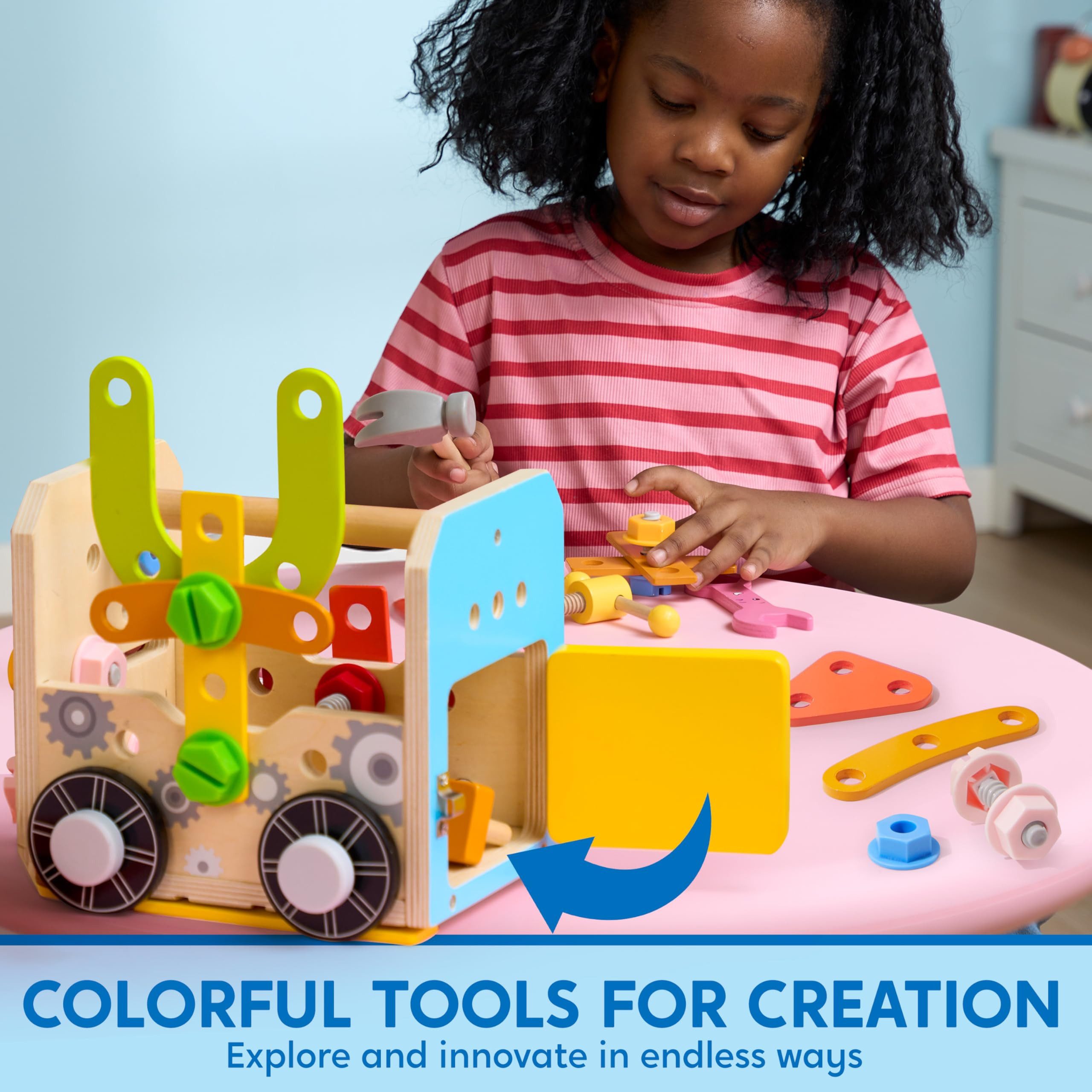 SYNCFUN Kinder-Werkzeug-Set SYNCFUN 51-teiliges Holz-Werkzeugset – Montessori für Kinder ab 3, (51-tlg)
