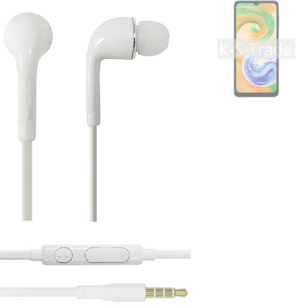 K-S-Trade für Samsung Galaxy A04s In-Ear-Kopfhörer (Kopfhörer Headset mit Mikrofon u Lautstärkeregler weiß 3,5mm)