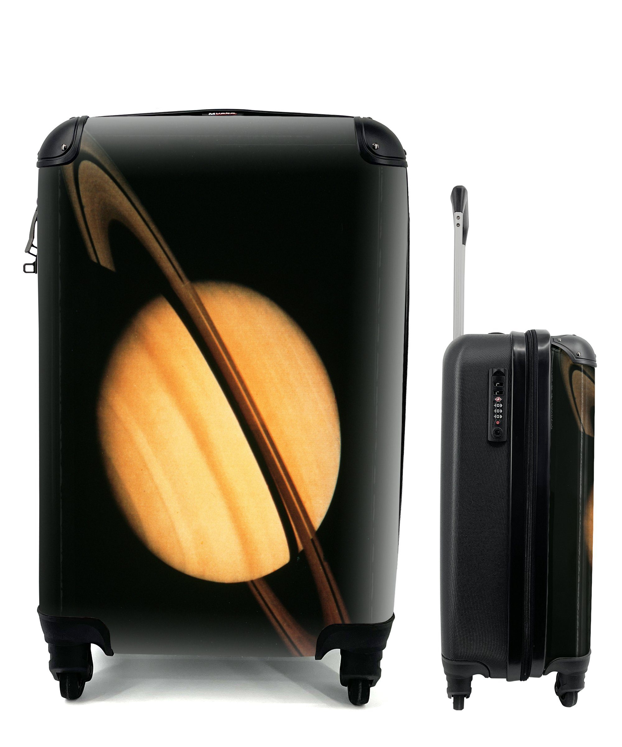 MuchoWow Handgepäckkoffer Saturn und sein Ring im Weltraum, 4 Rollen, Reisetasche mit rollen, Handgepäck für Ferien, Trolley, Reisekoffer | Handgepäck-Koffer